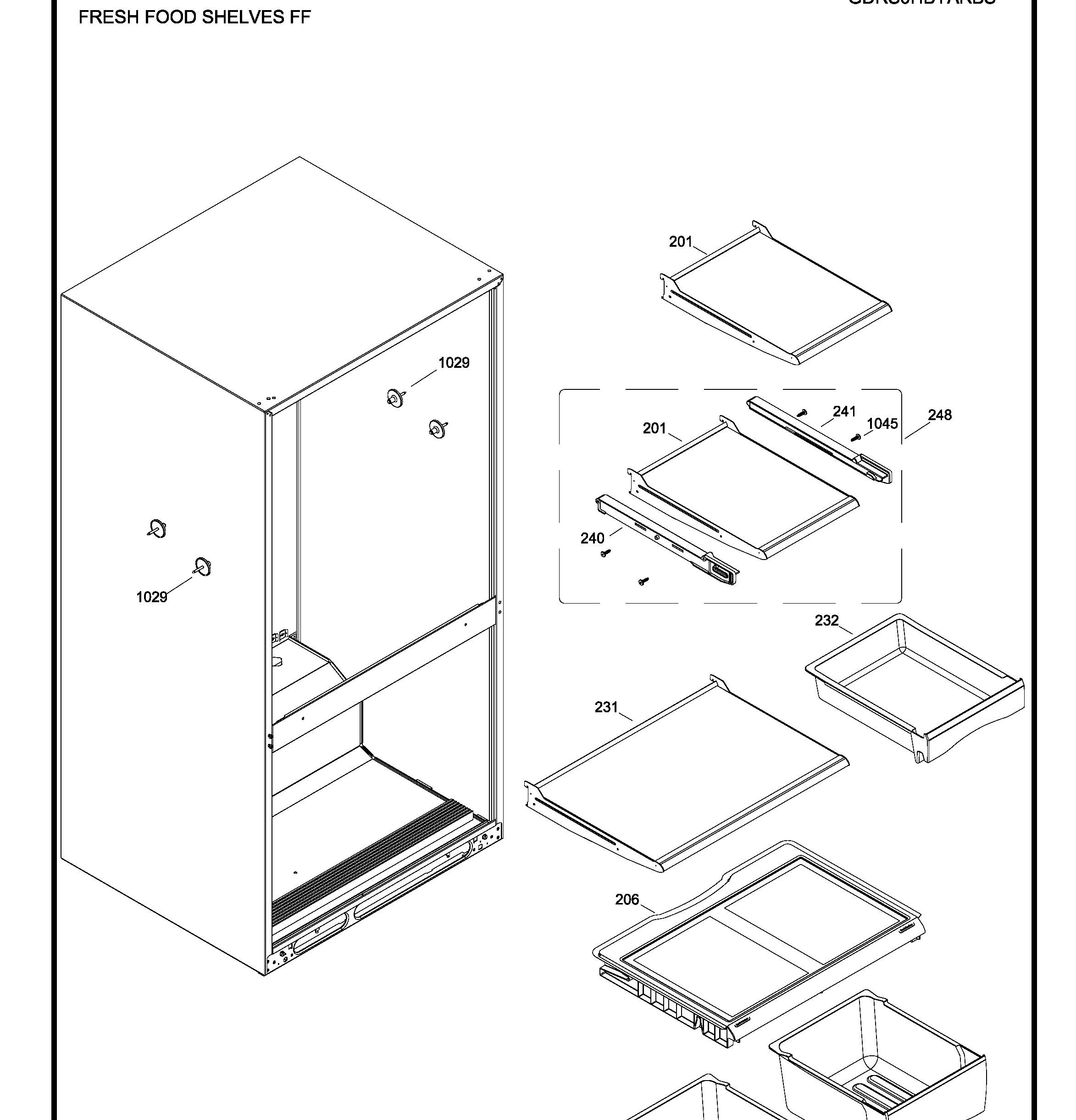 GDRS0HBYARBS Exploded View 3 appliance exploded-view parts diagram