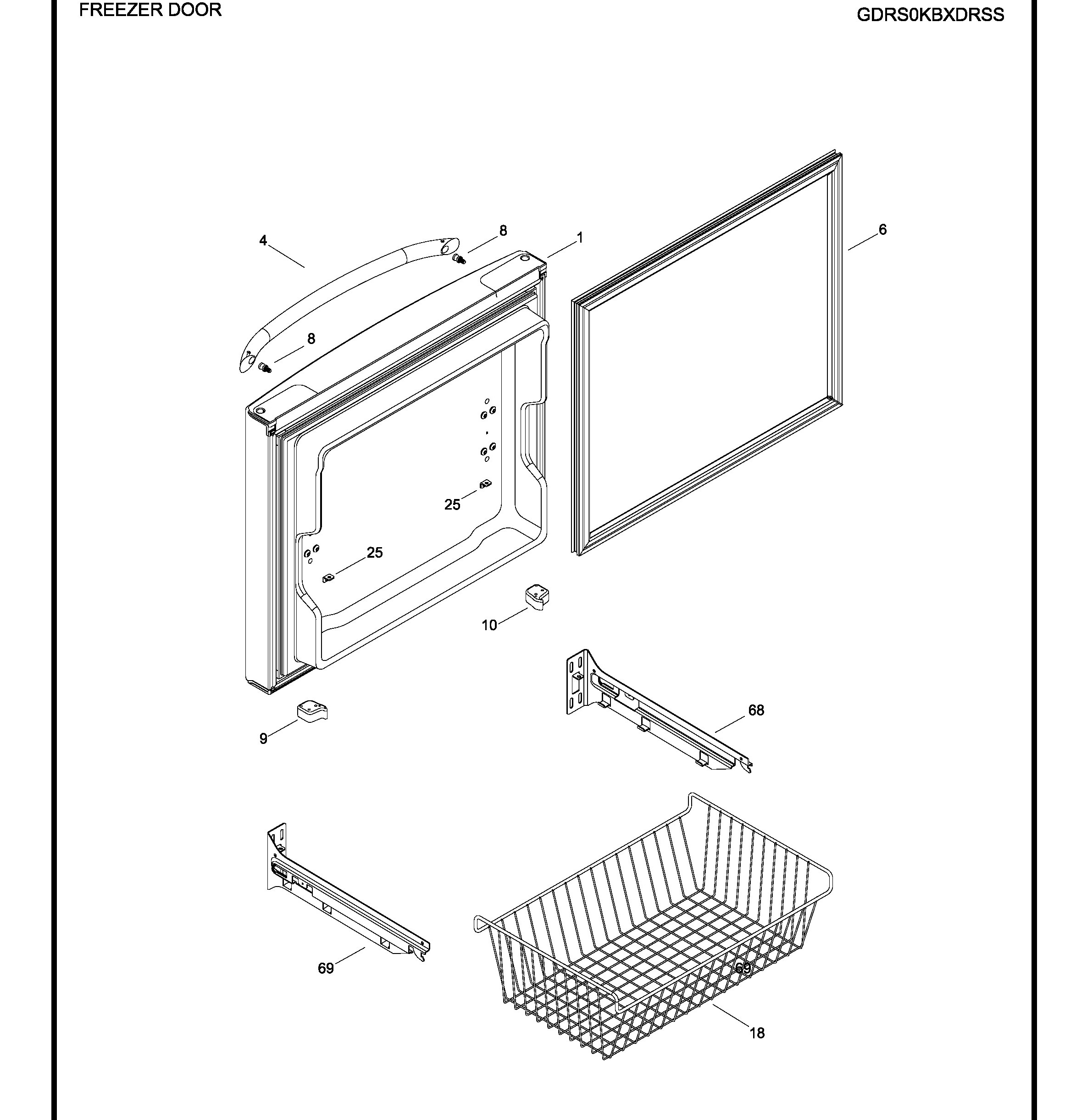 GDRS0KBXCRSS Exploded View 1 appliance exploded-view parts diagram