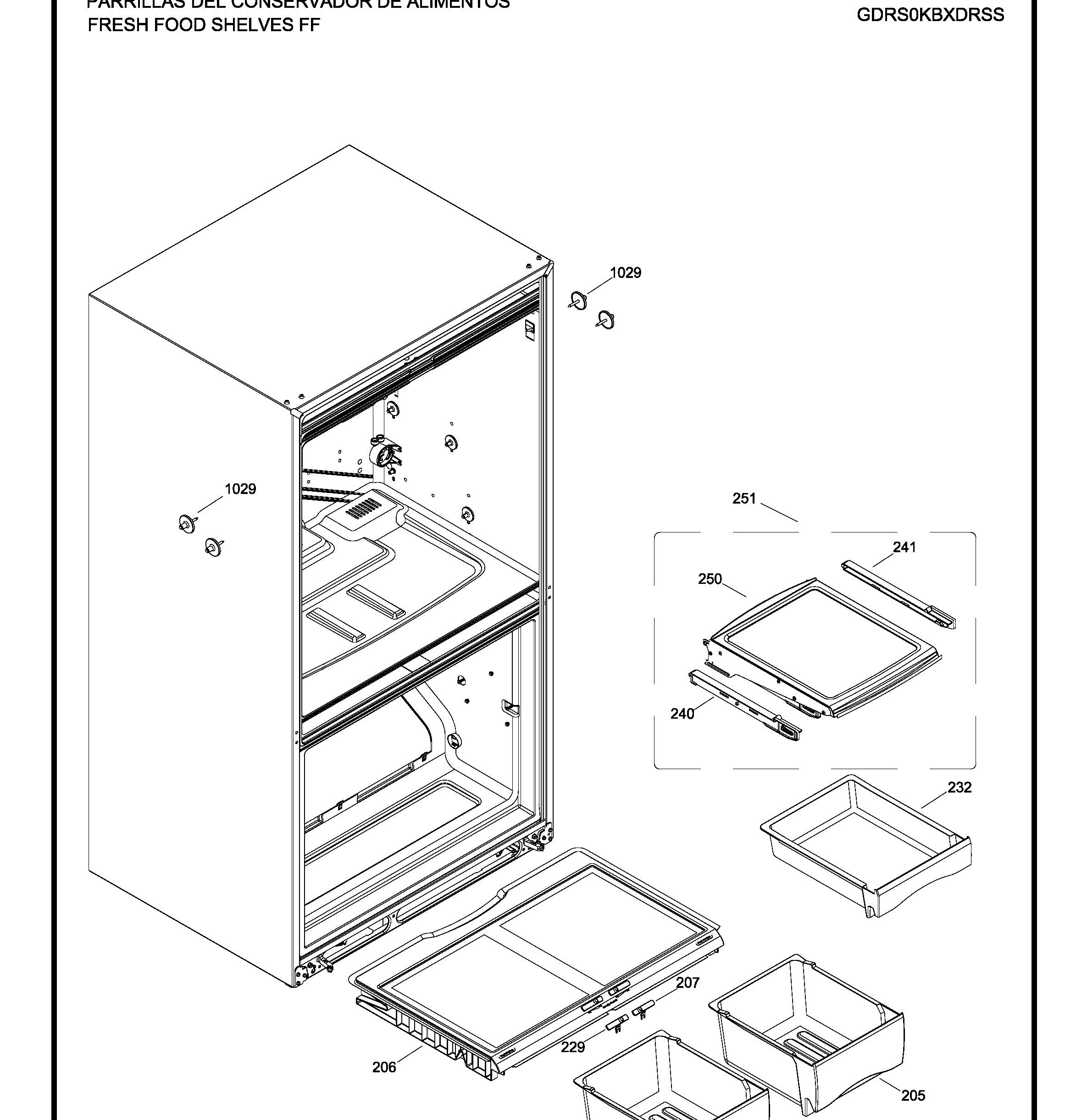 GDRS0KBXCRSS Exploded View 3 appliance exploded-view parts diagram