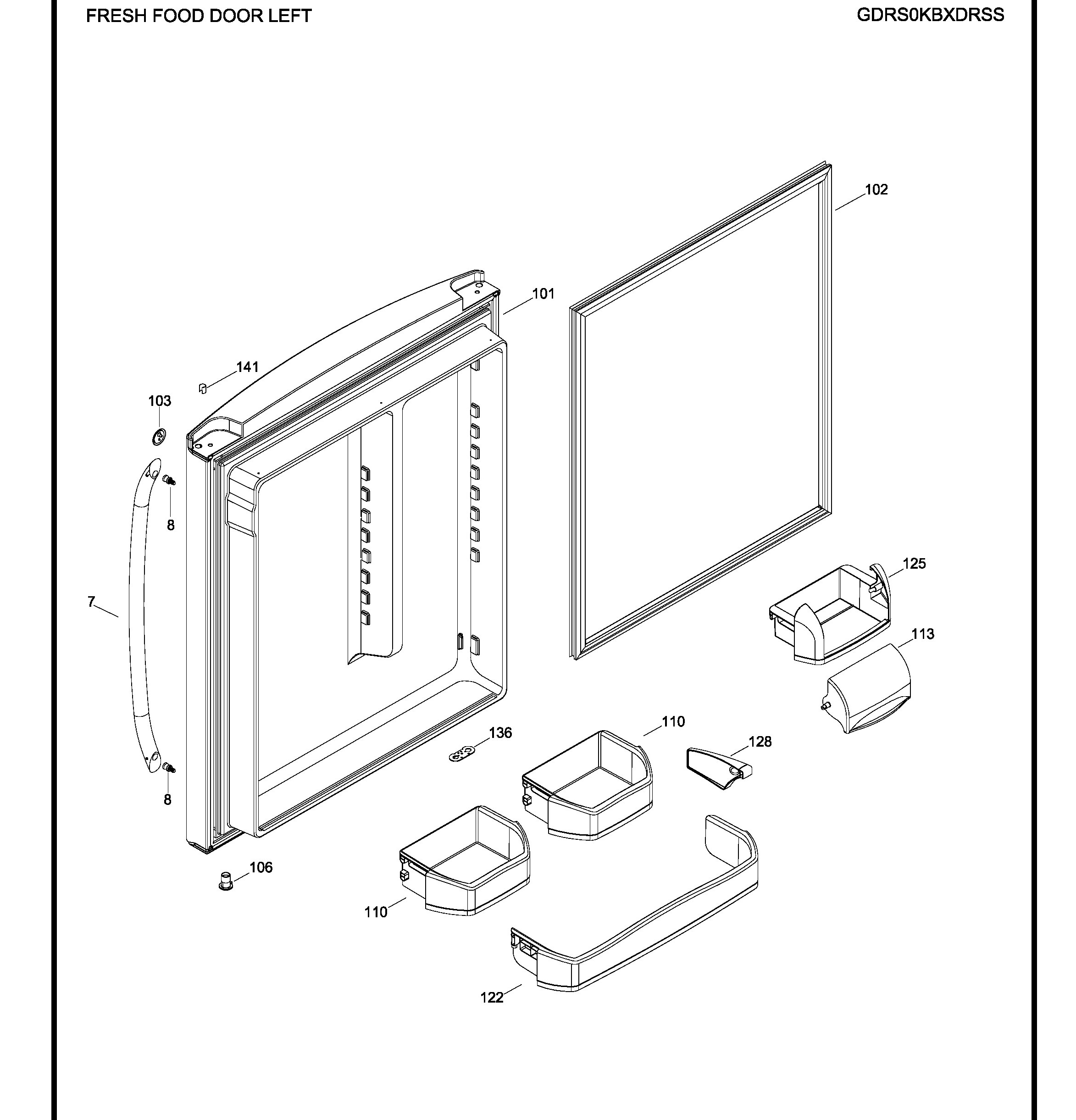GDRS0KBXCRSS Exploded View 2 appliance exploded-view parts diagram