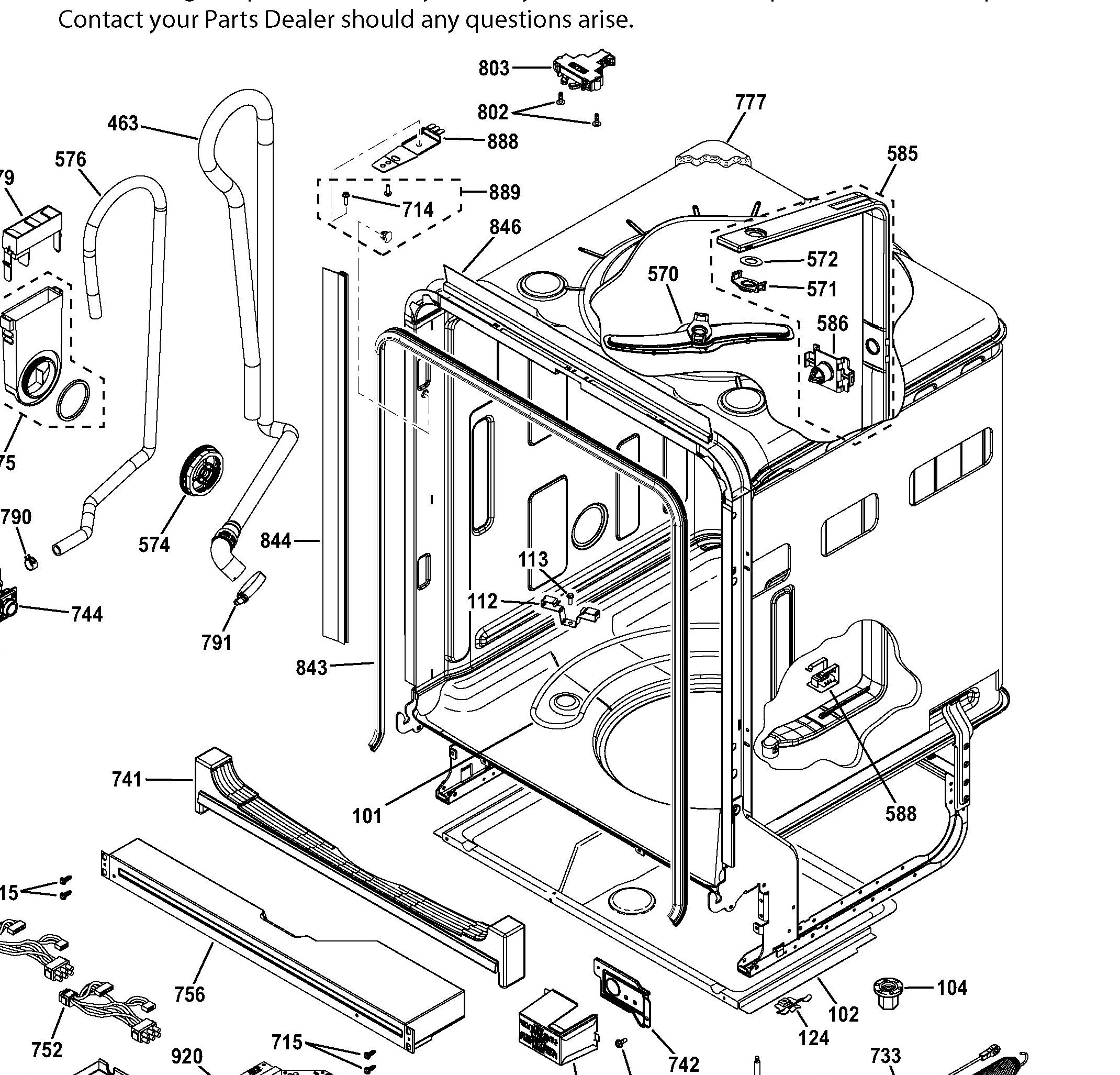 GDT580SMF8ES Exploded View 2 appliance exploded-view parts diagram