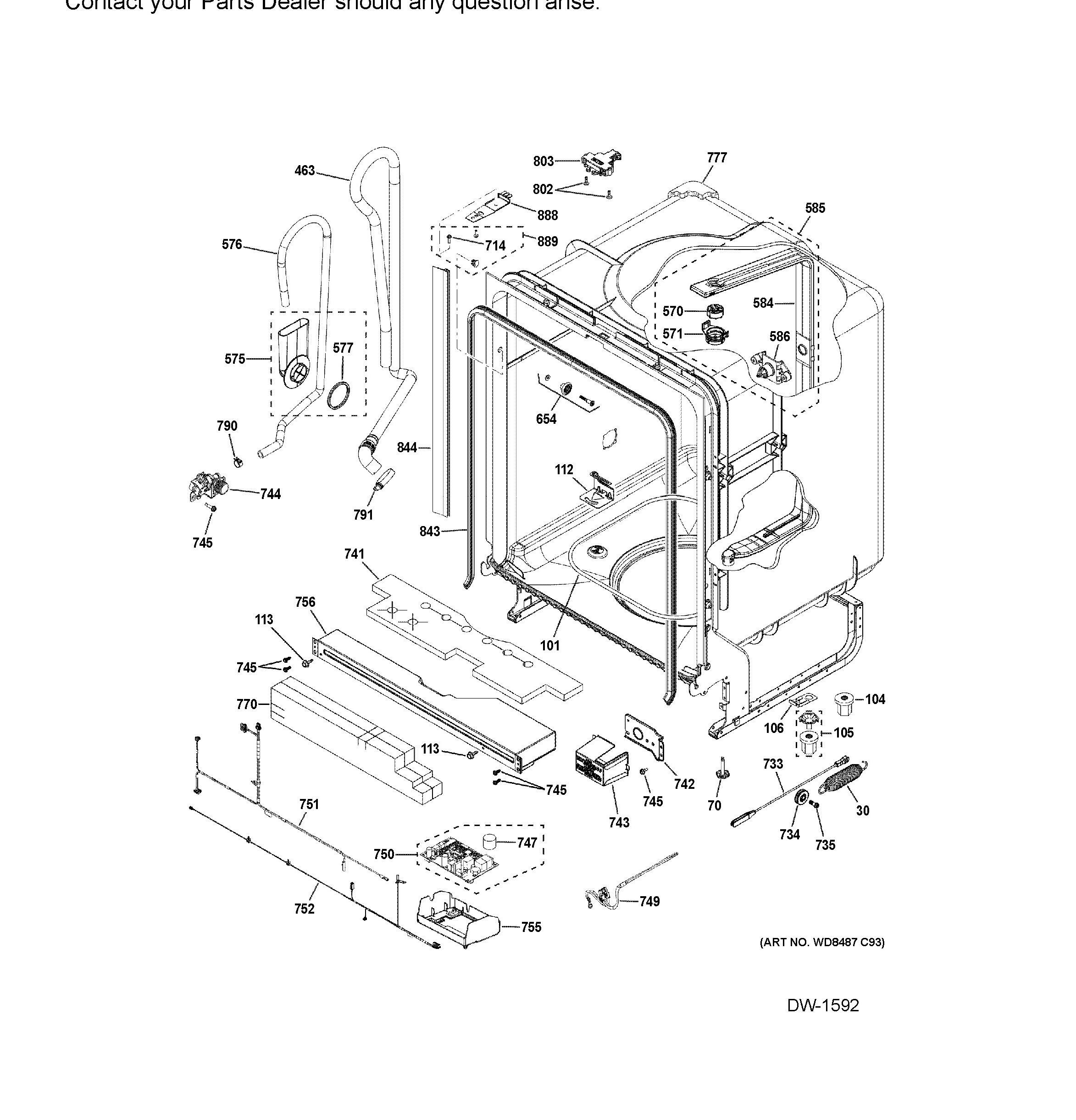 GDT605PSM4SS Exploded View 2 appliance exploded-view parts diagram