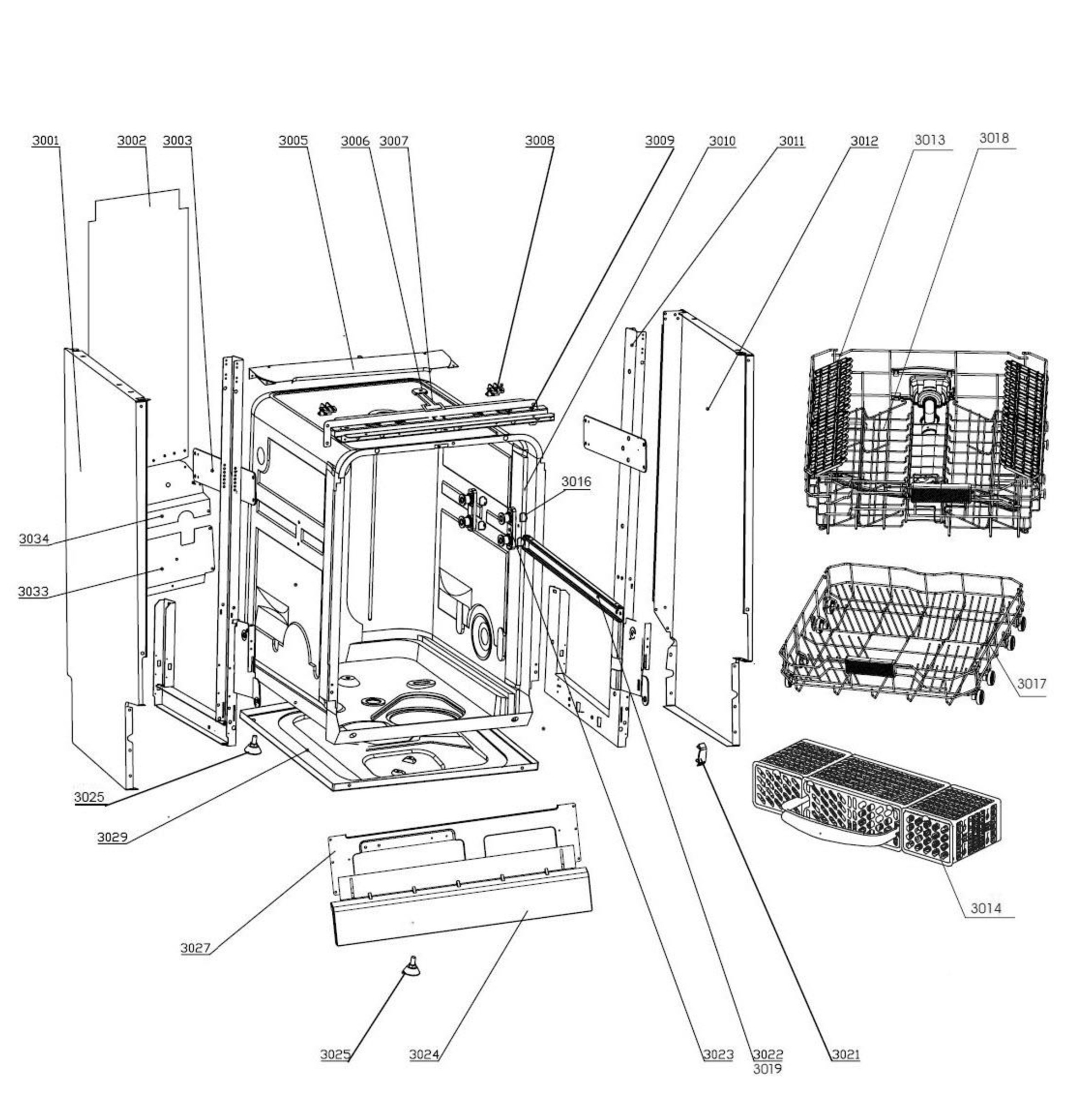 GEDW12SBENSS Exploded View 3 appliance exploded-view parts diagram
