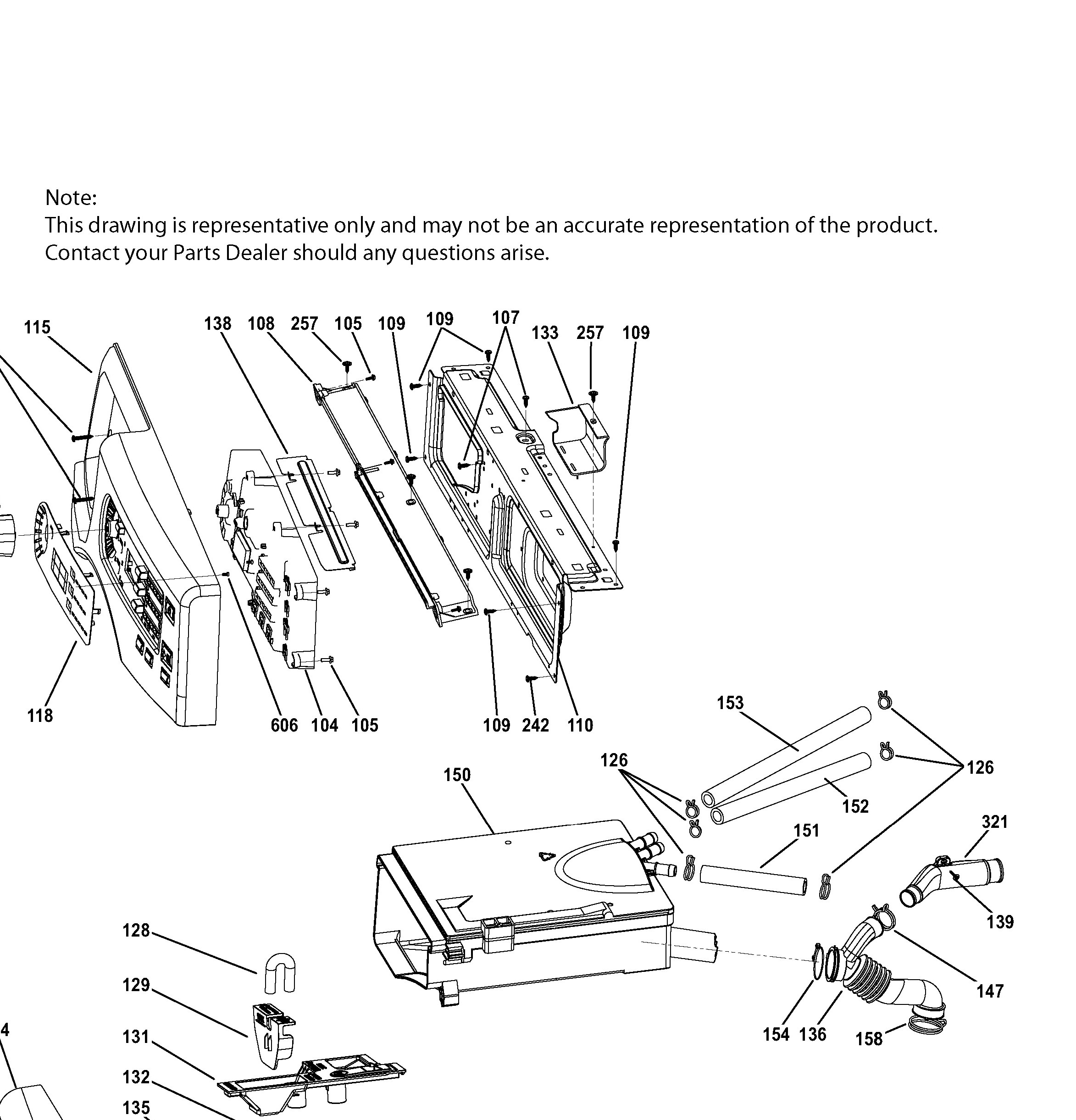 GFW400SCM0WW Exploded View 1 appliance exploded-view parts diagram