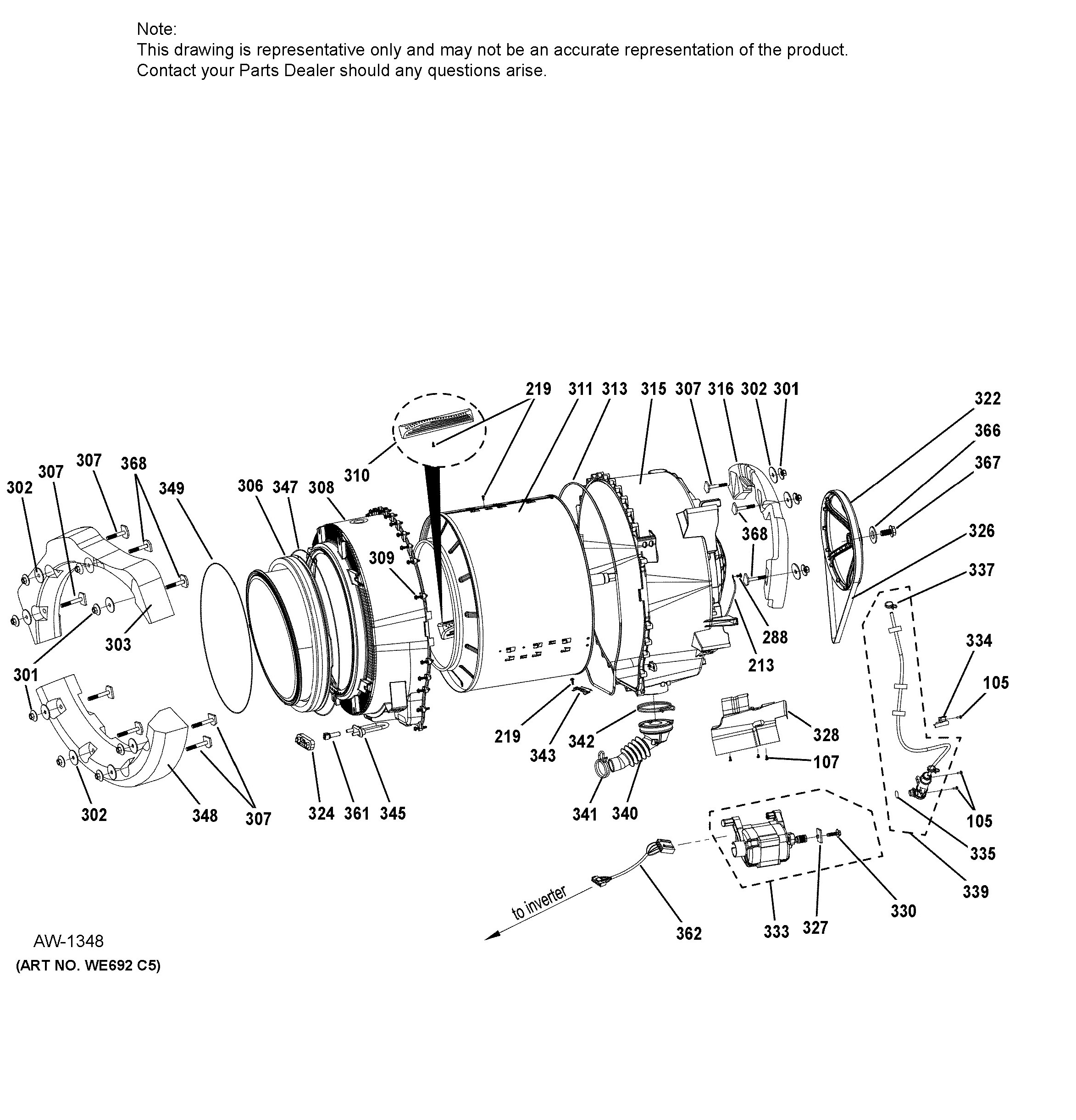 GFW450SPM0DG Exploded View 4 appliance exploded-view parts diagram