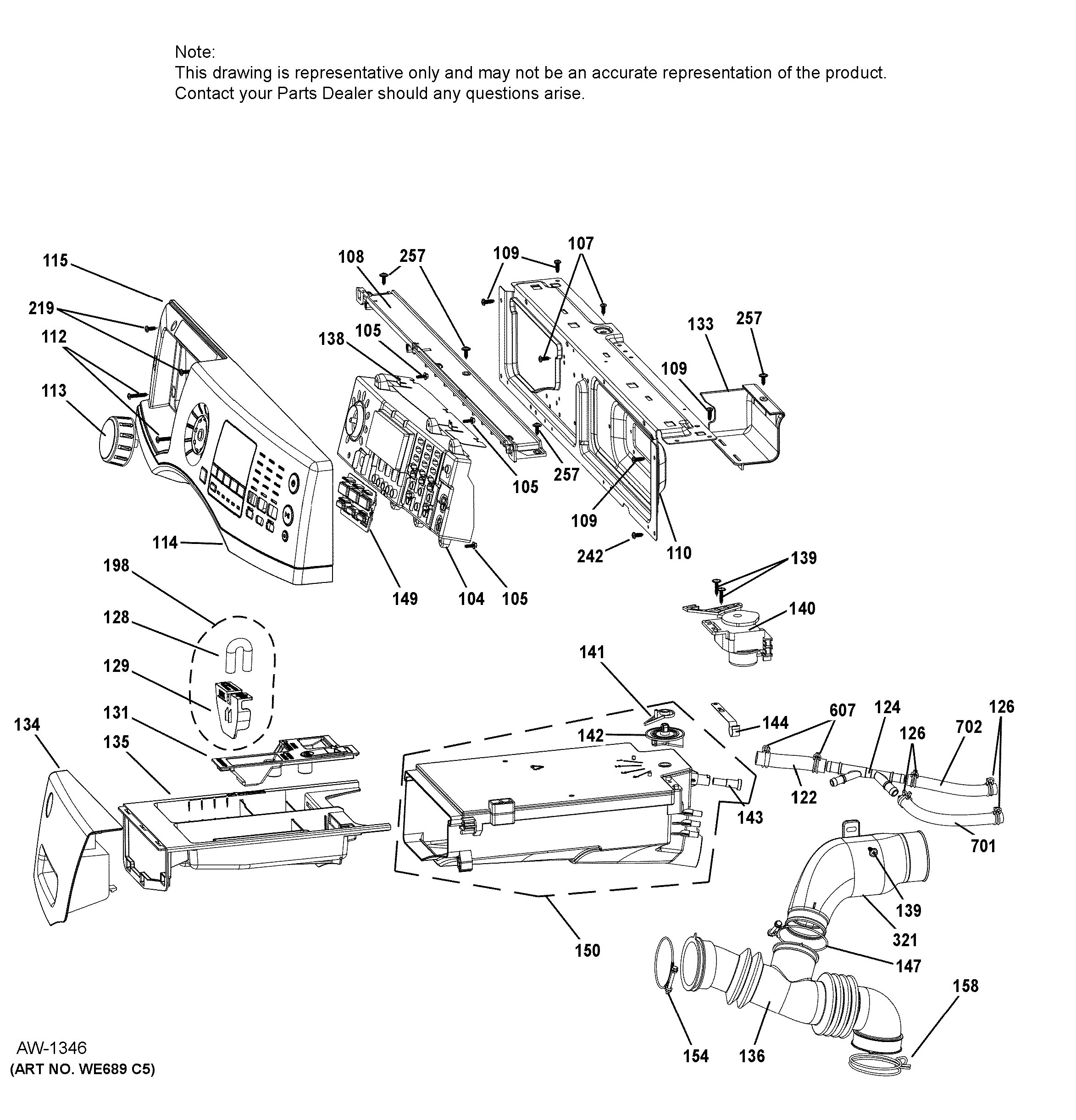 GFW450SPM1DG Exploded View 1 appliance exploded-view parts diagram