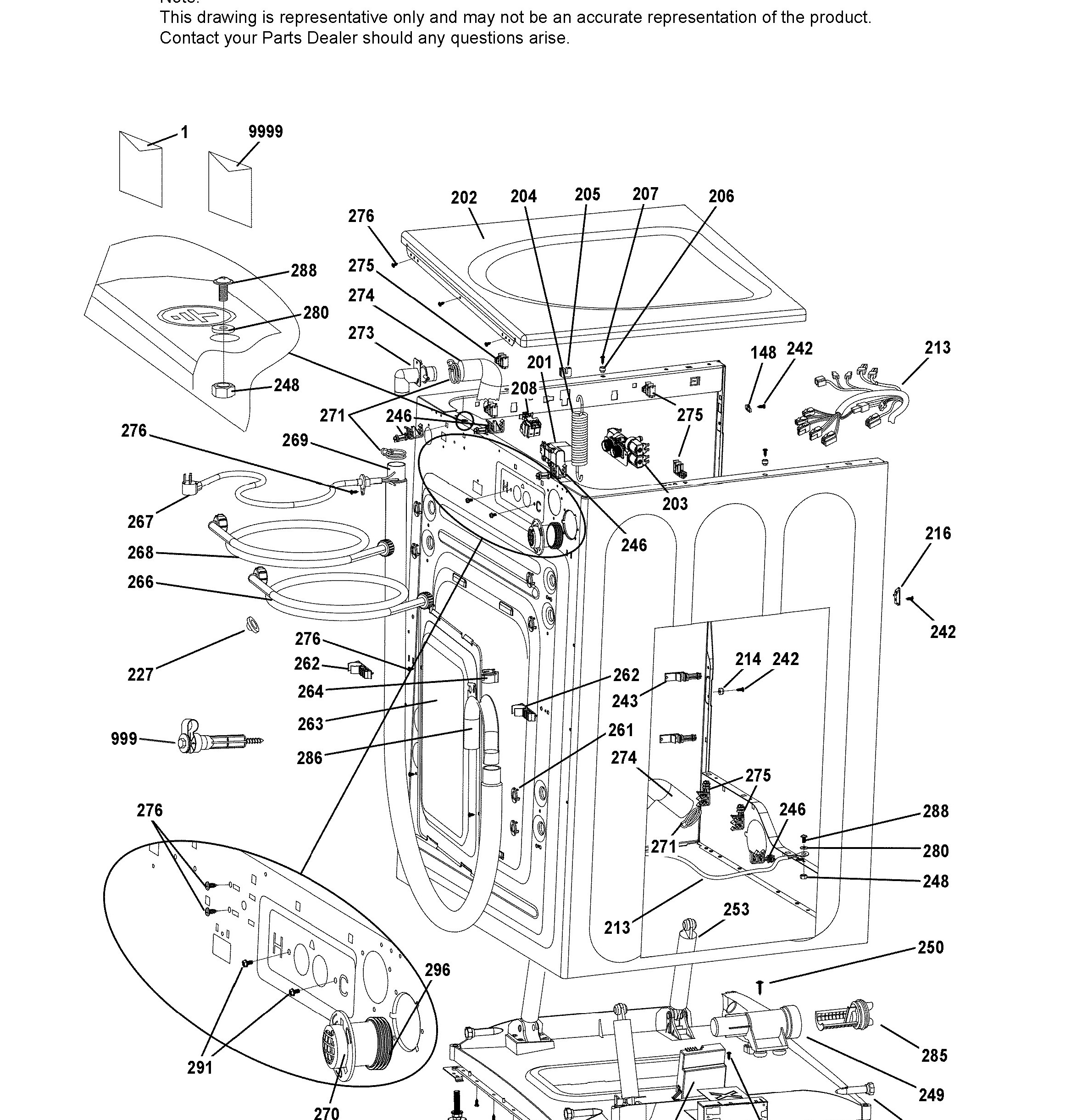 GFW450SSM1WW Exploded View 2 appliance exploded-view parts diagram
