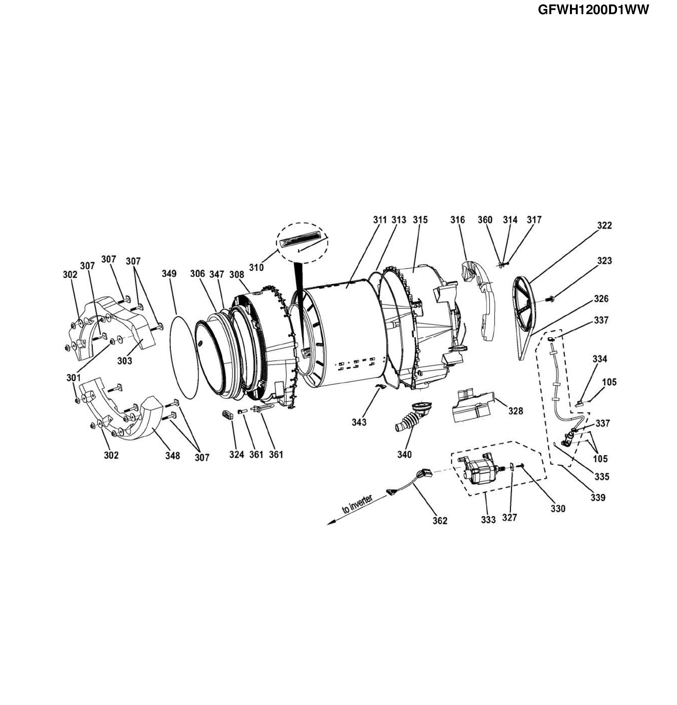 GFWH1200D1WW Exploded View 4 appliance exploded-view parts diagram