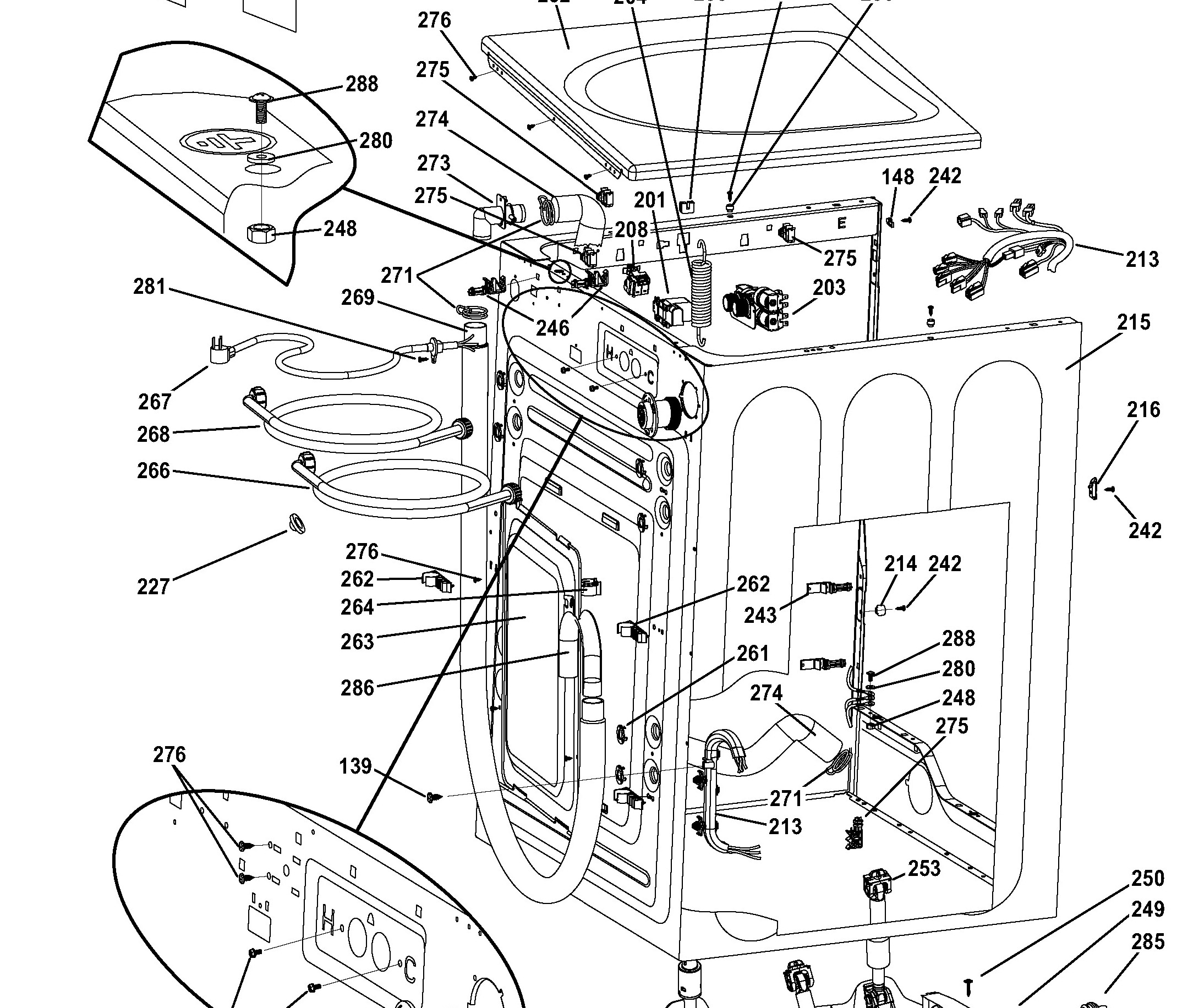 GFWN1100H0WW Exploded View 1 appliance exploded-view parts diagram