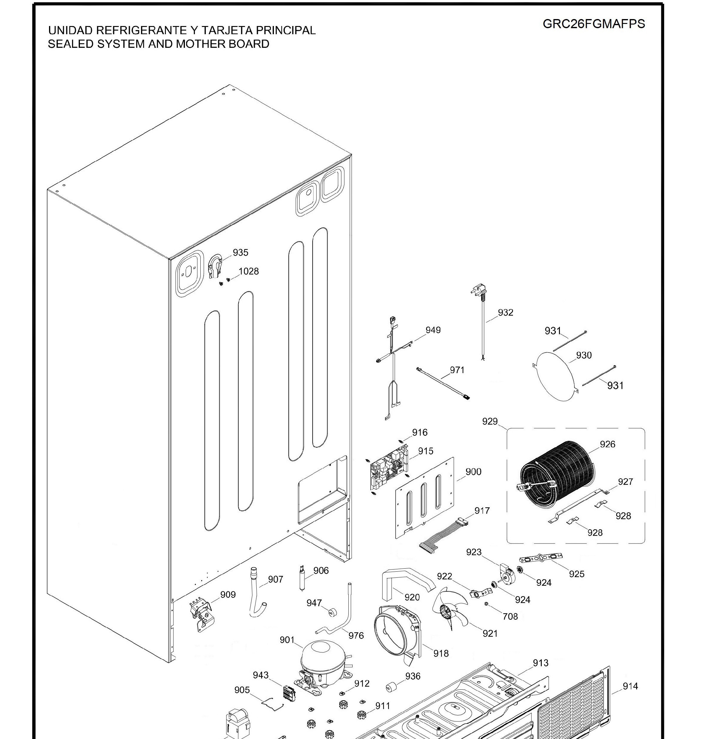 GRC26FGMAFPS Exploded View 8 appliance exploded-view parts diagram