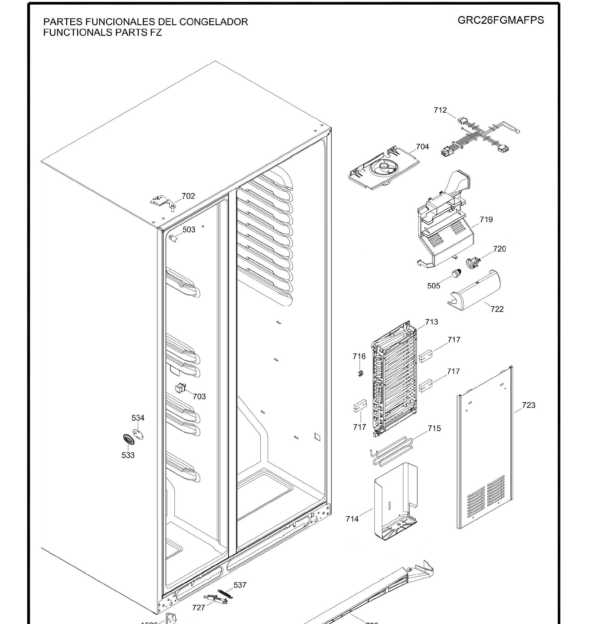 GRC26FGMAFPS Exploded View 7 appliance exploded-view parts diagram