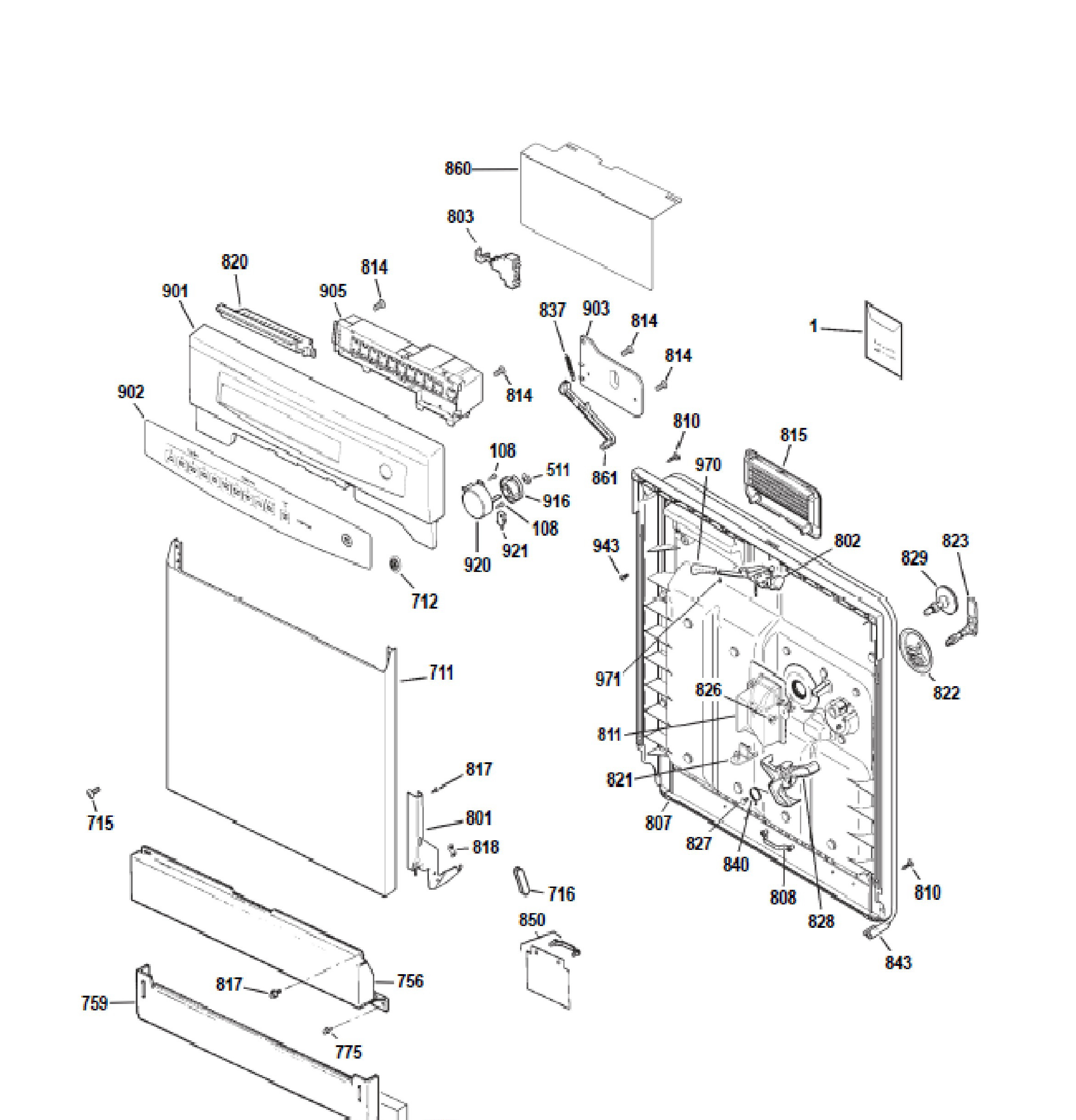 GSD4060K01SS Exploded View 1 appliance exploded-view parts diagram