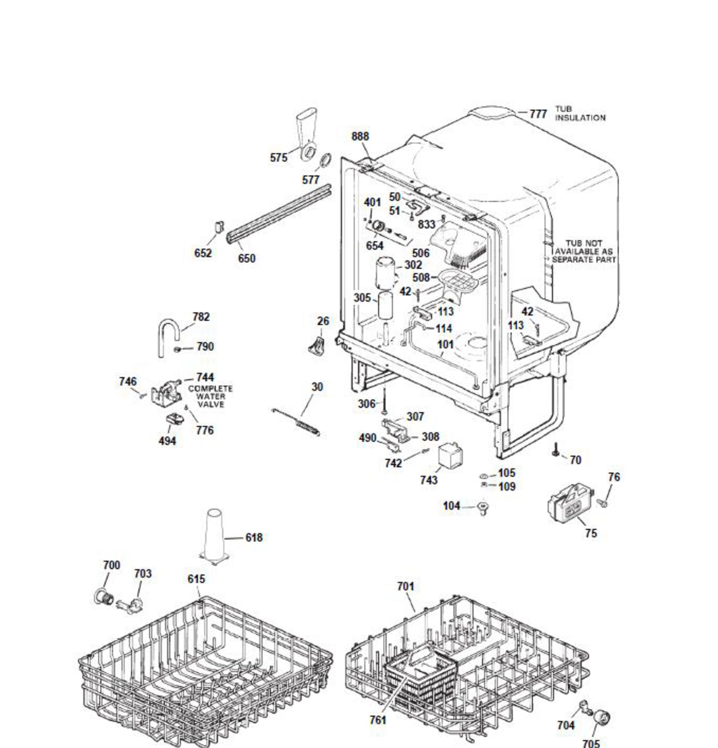 GSD4060K55SS Exploded View 2 appliance exploded-view parts diagram