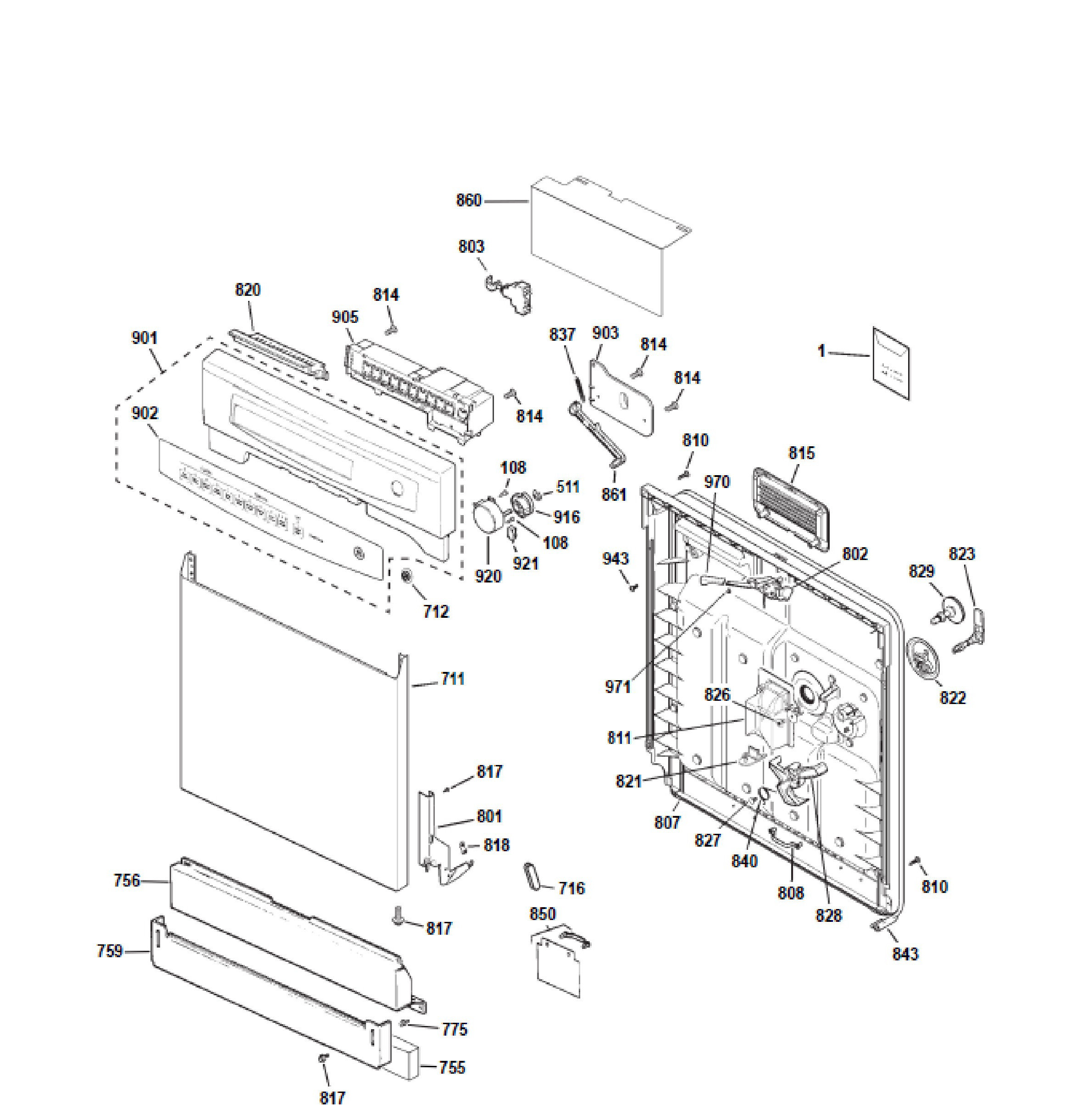 GSD4060K55SS Exploded View 1 appliance exploded-view parts diagram