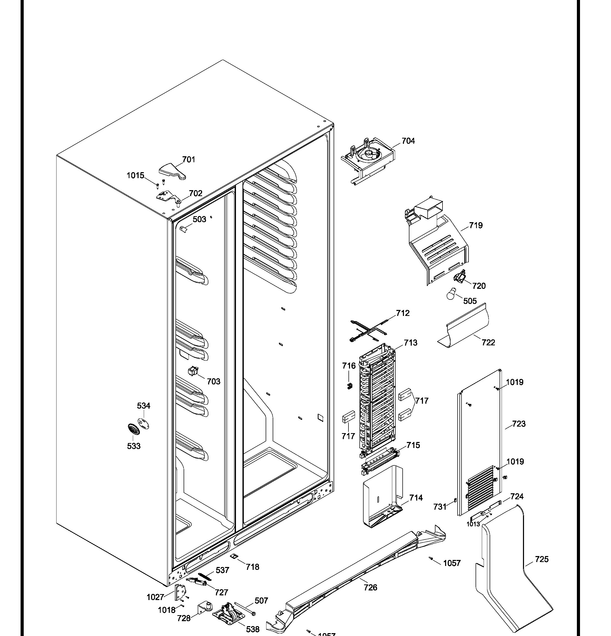 GSRS3QGXKFSS Exploded View 7 appliance exploded-view parts diagram