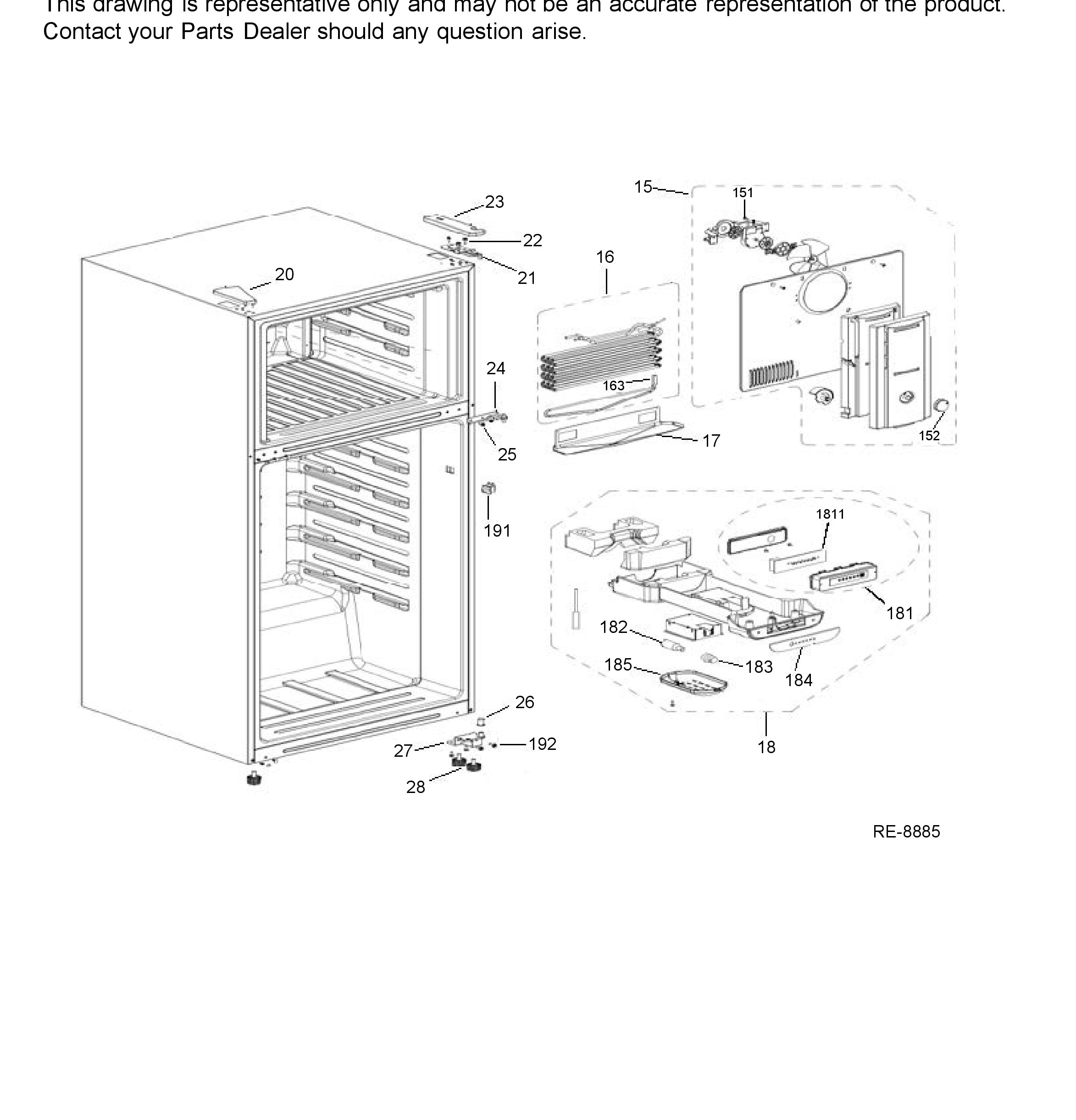 GTE18FTLKAWW Exploded View 3 appliance exploded-view parts diagram