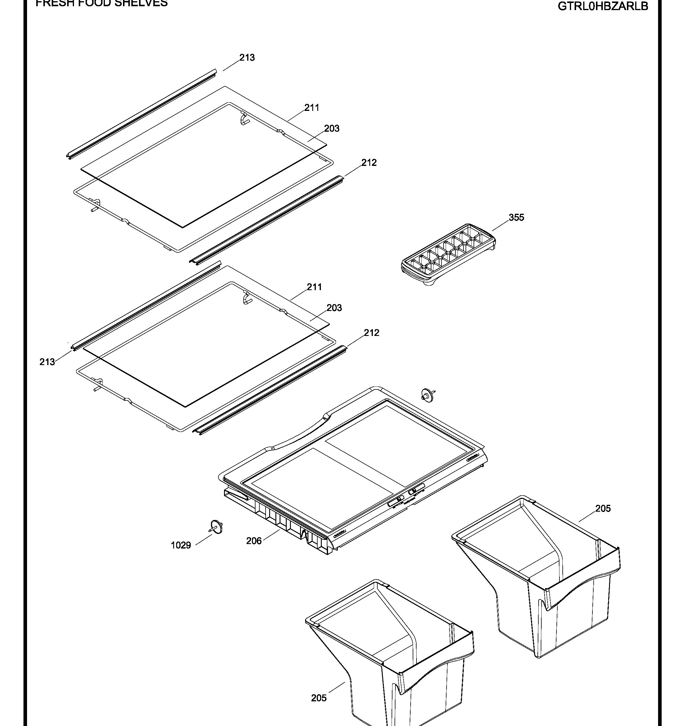GTRL0HBZARLB Exploded View 5 appliance exploded-view parts diagram