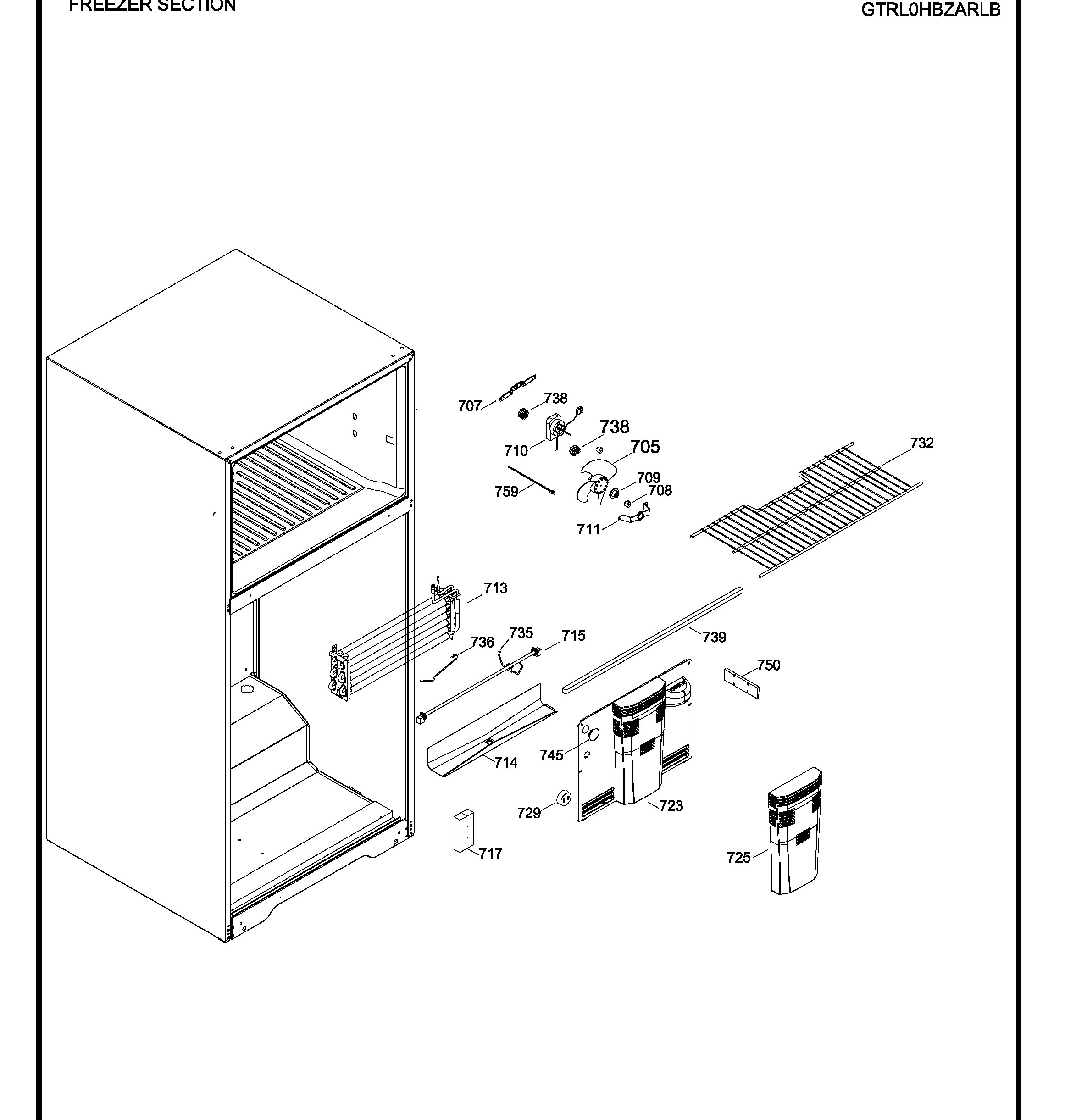 GTRL0HBZARLB Exploded View 3 appliance exploded-view parts diagram