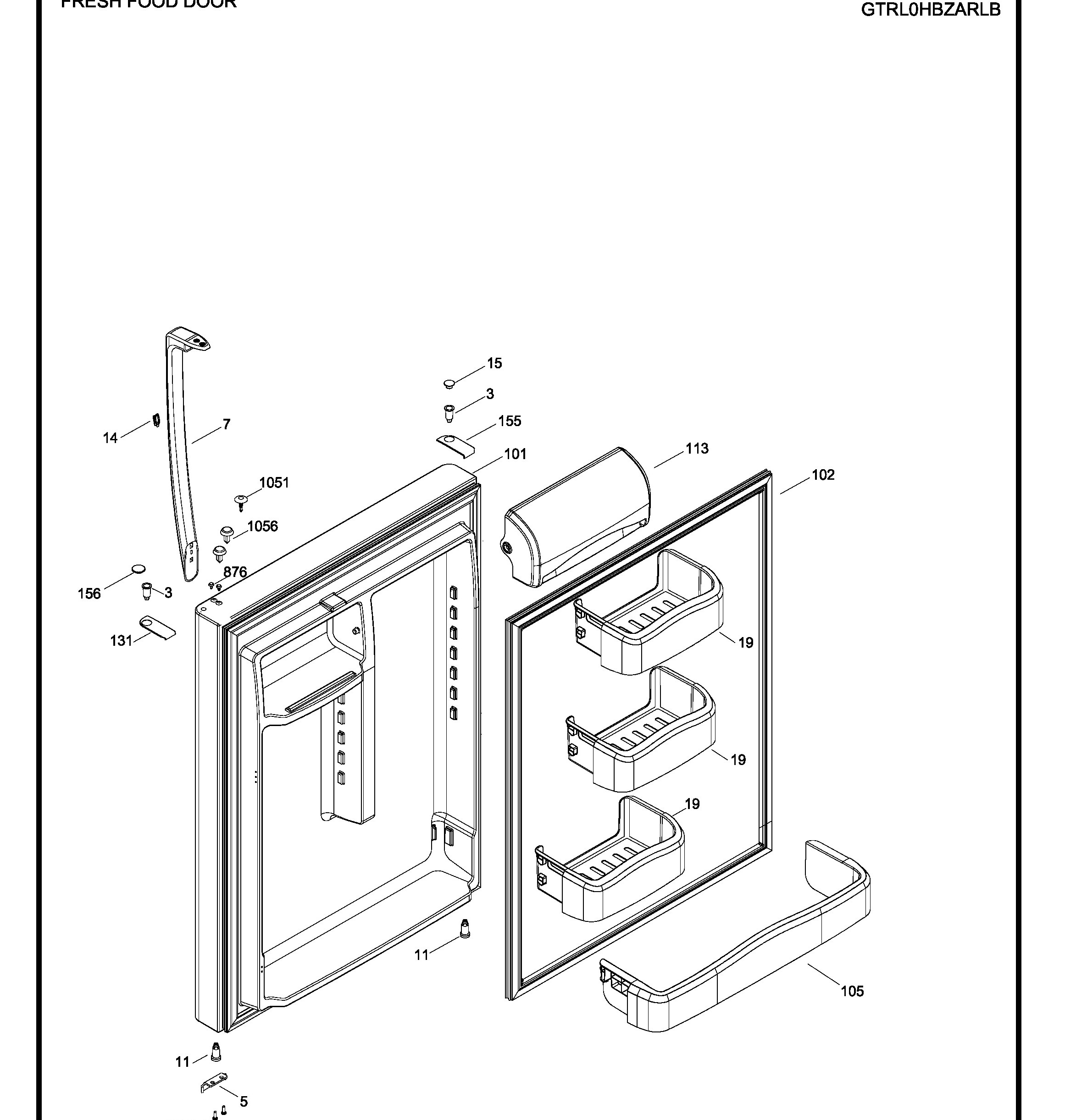 GTRL0HBZARLB Exploded View 2 appliance exploded-view parts diagram