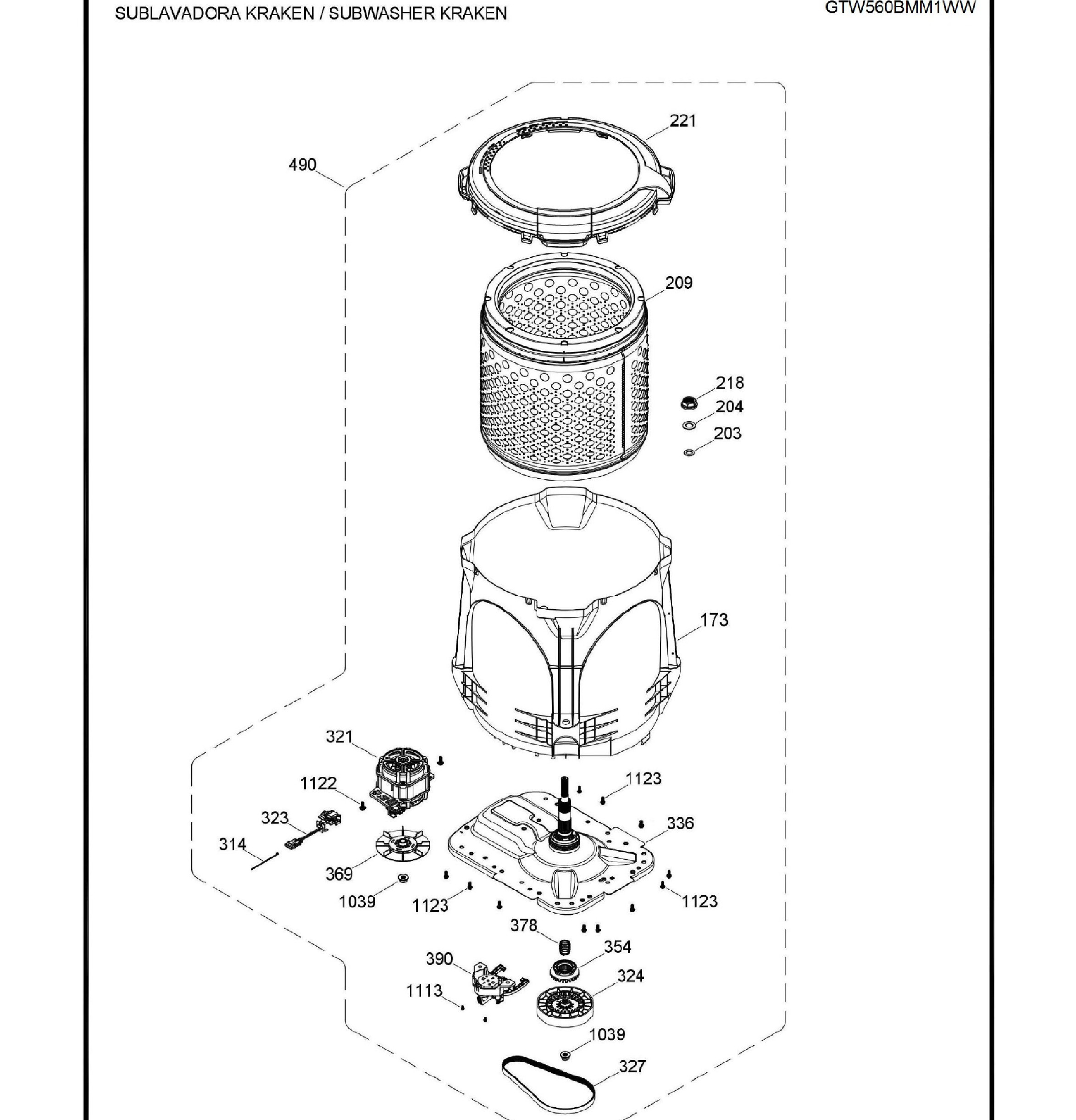 GTW560BMM1WW Exploded View 4 appliance exploded-view parts diagram