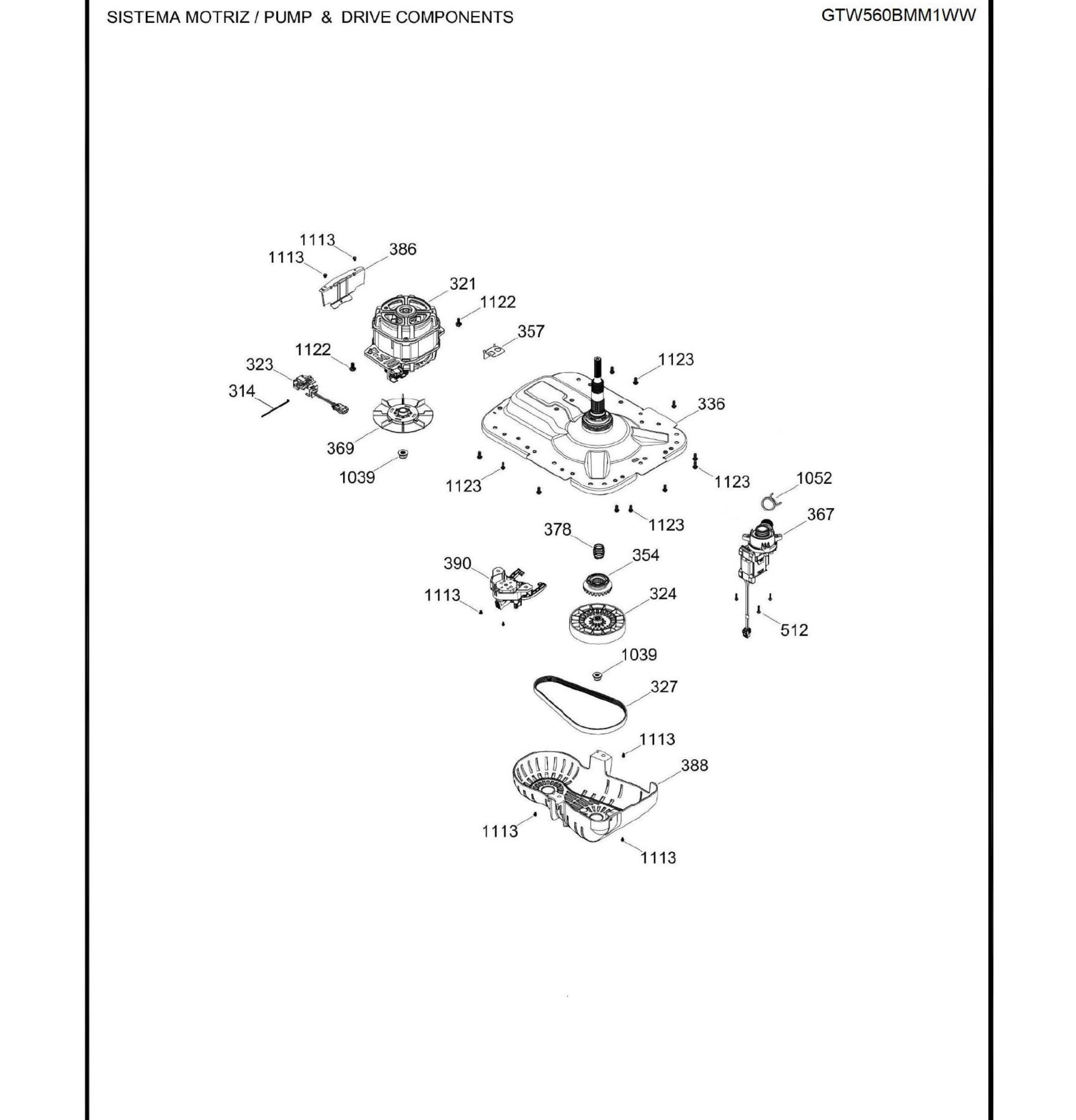 GTW560BMM1WW Exploded View 3 appliance exploded-view parts diagram