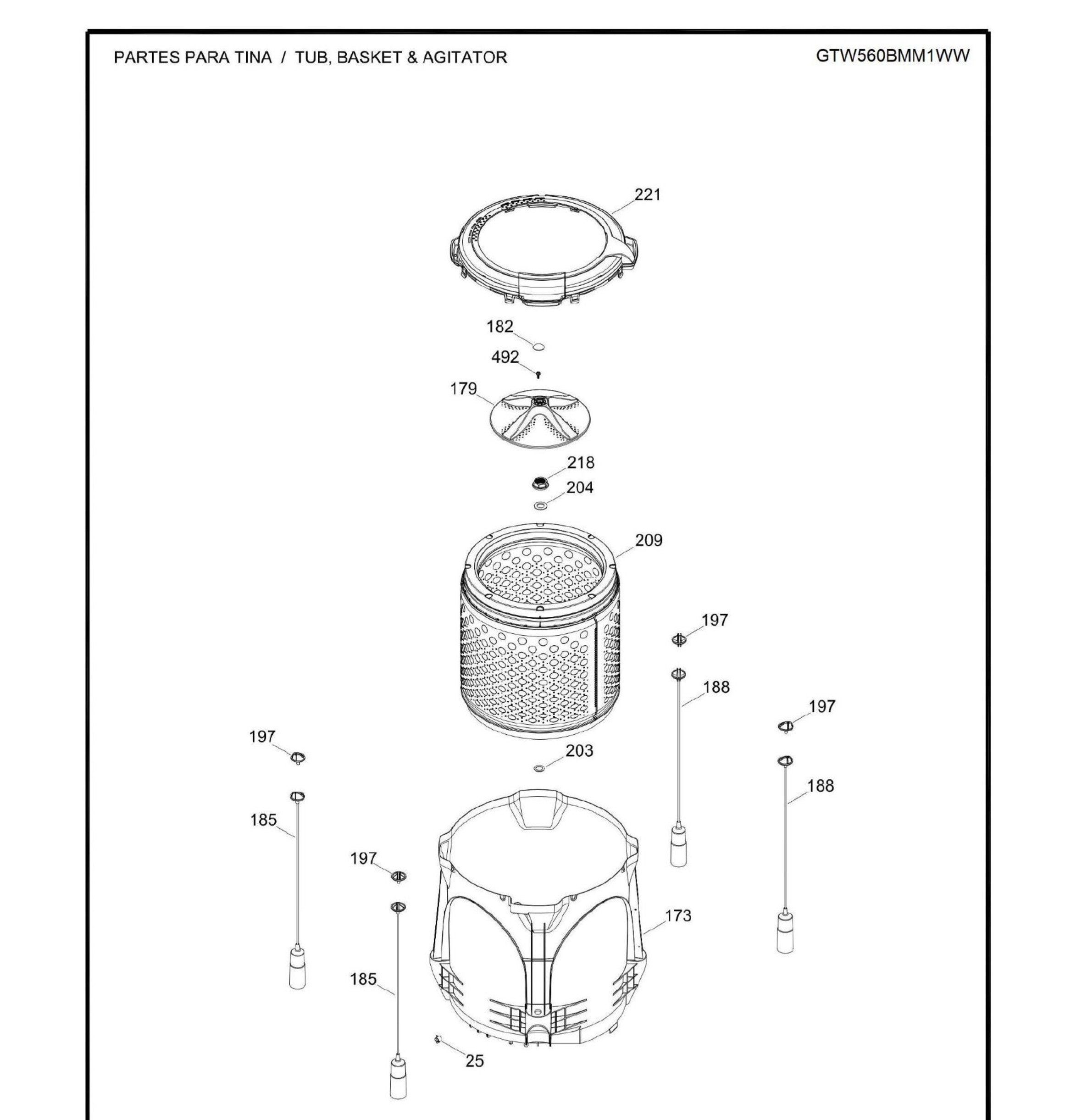 GTW560BMM1WW Exploded View 2 appliance exploded-view parts diagram