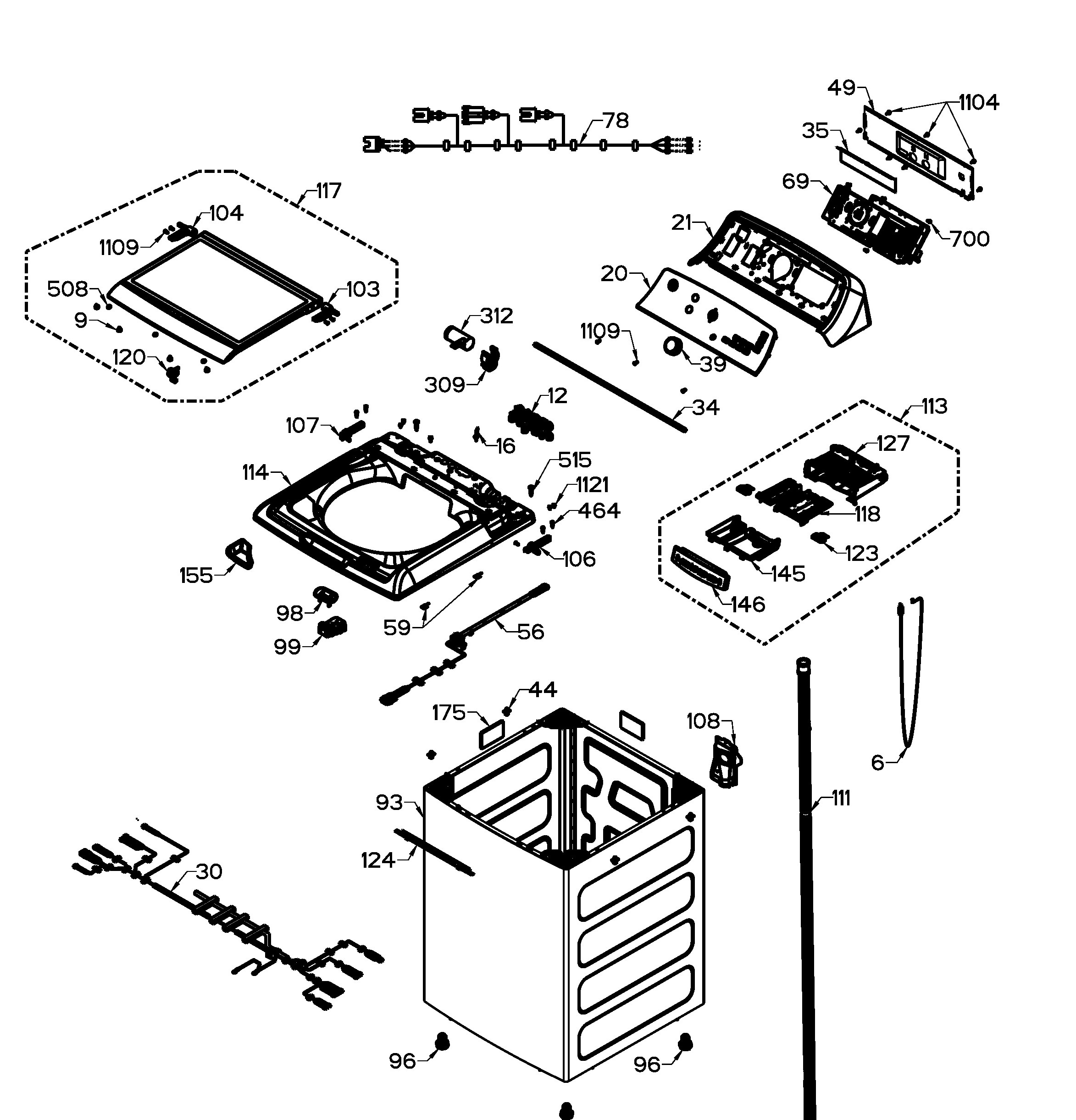 GTW680BMM1DG Exploded View 2 appliance exploded-view parts diagram