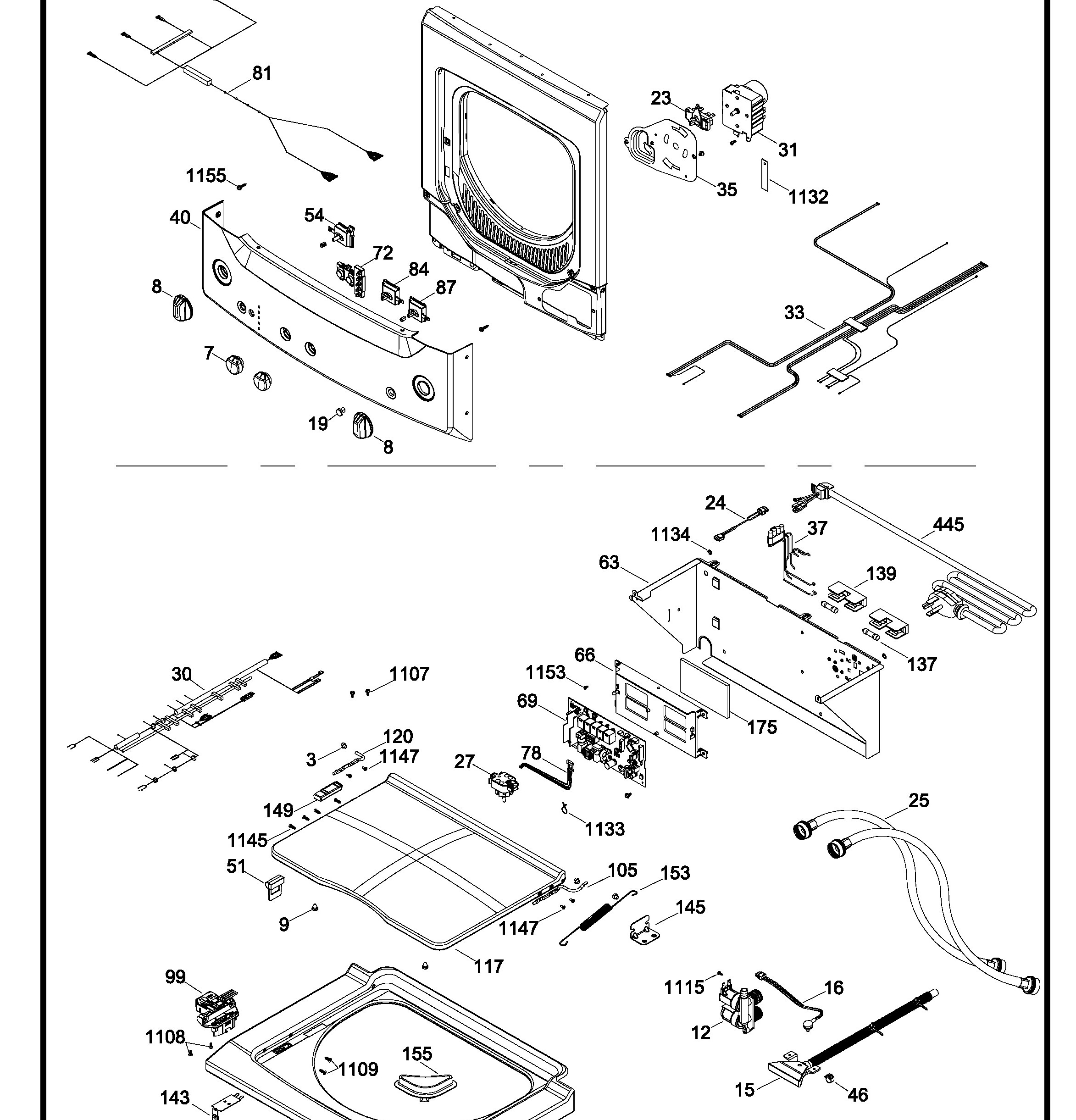 GUAN275ED0WW Exploded View 1 appliance exploded-view parts diagram