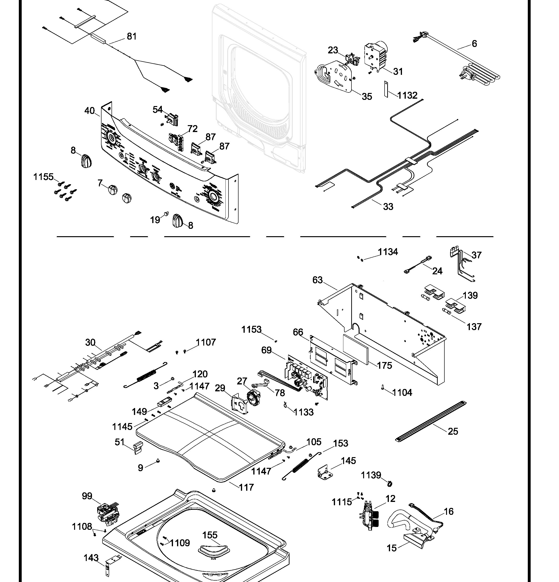 GUAP270EM0WW Exploded View 1 appliance exploded-view parts diagram