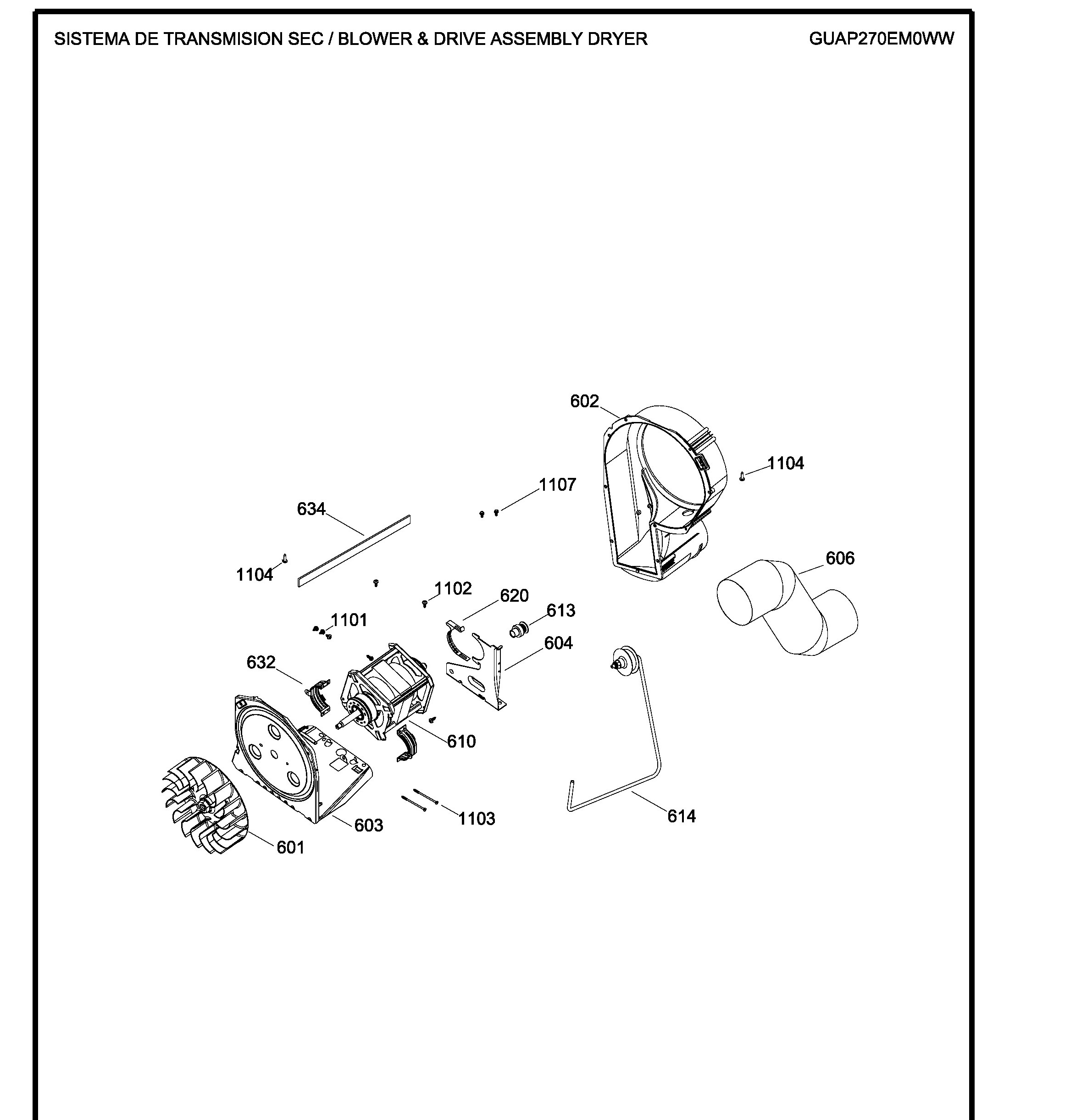 GUAP270EM0WW Exploded View 4 appliance exploded-view parts diagram
