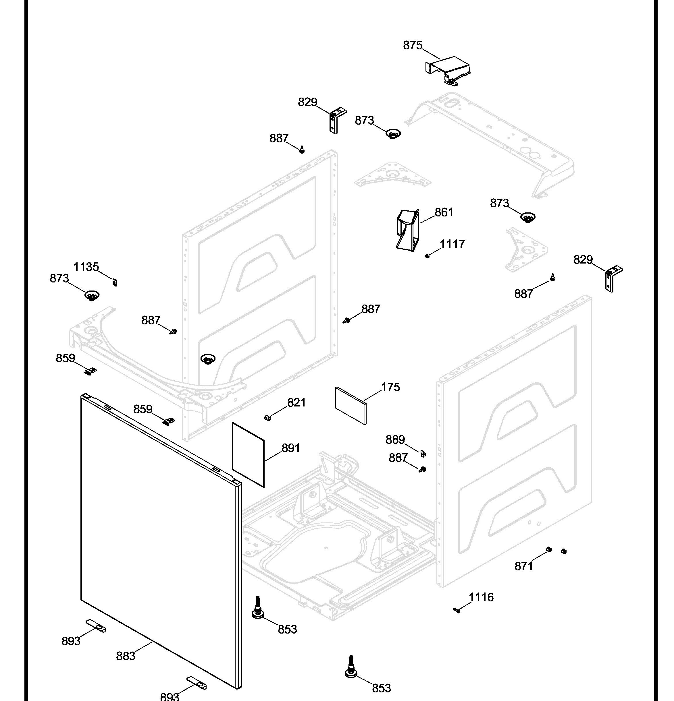GUD27ESPM0DG Exploded View 5 appliance exploded-view parts diagram