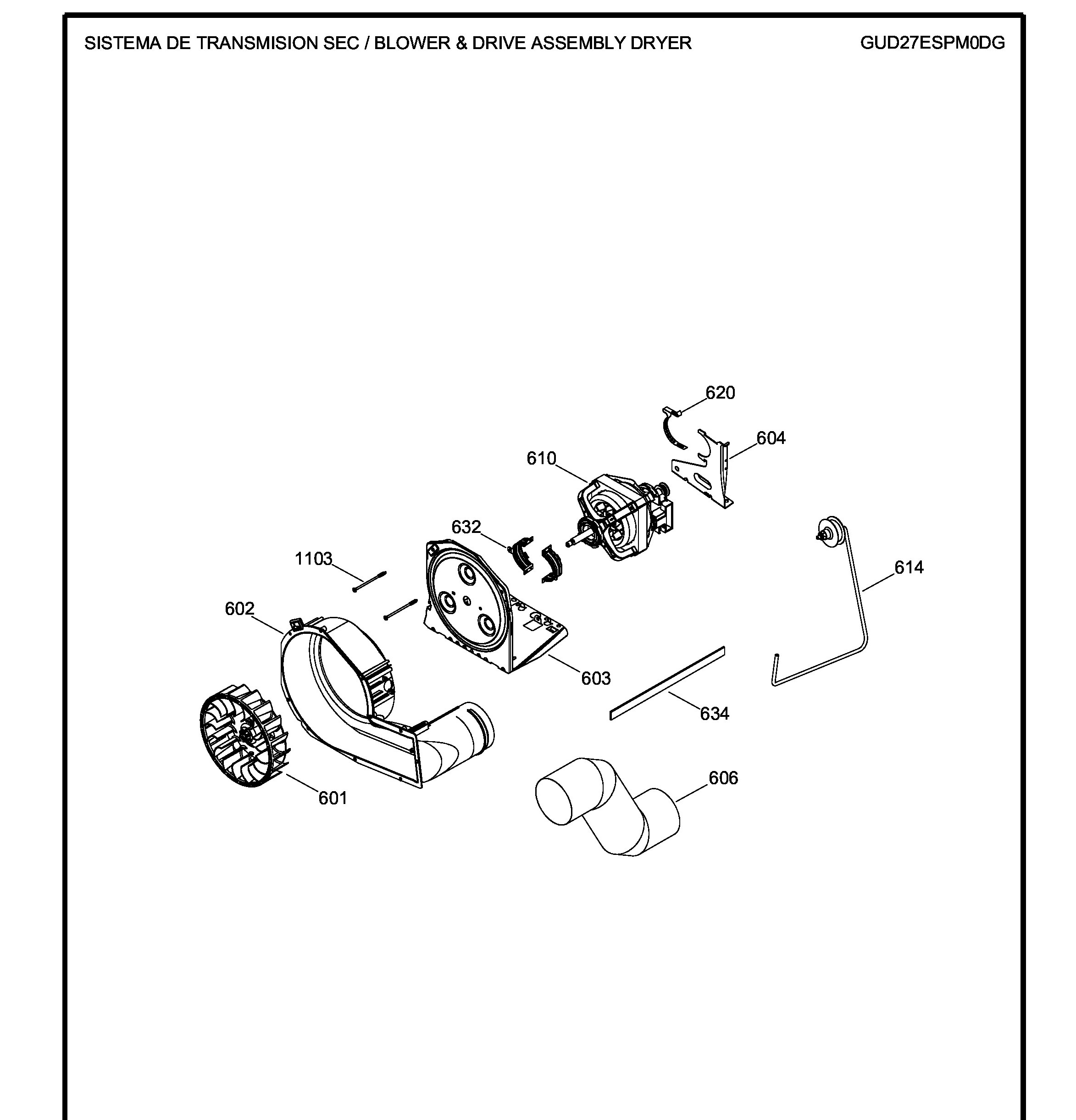 GUD27ESPM0DG Exploded View 4 appliance exploded-view parts diagram