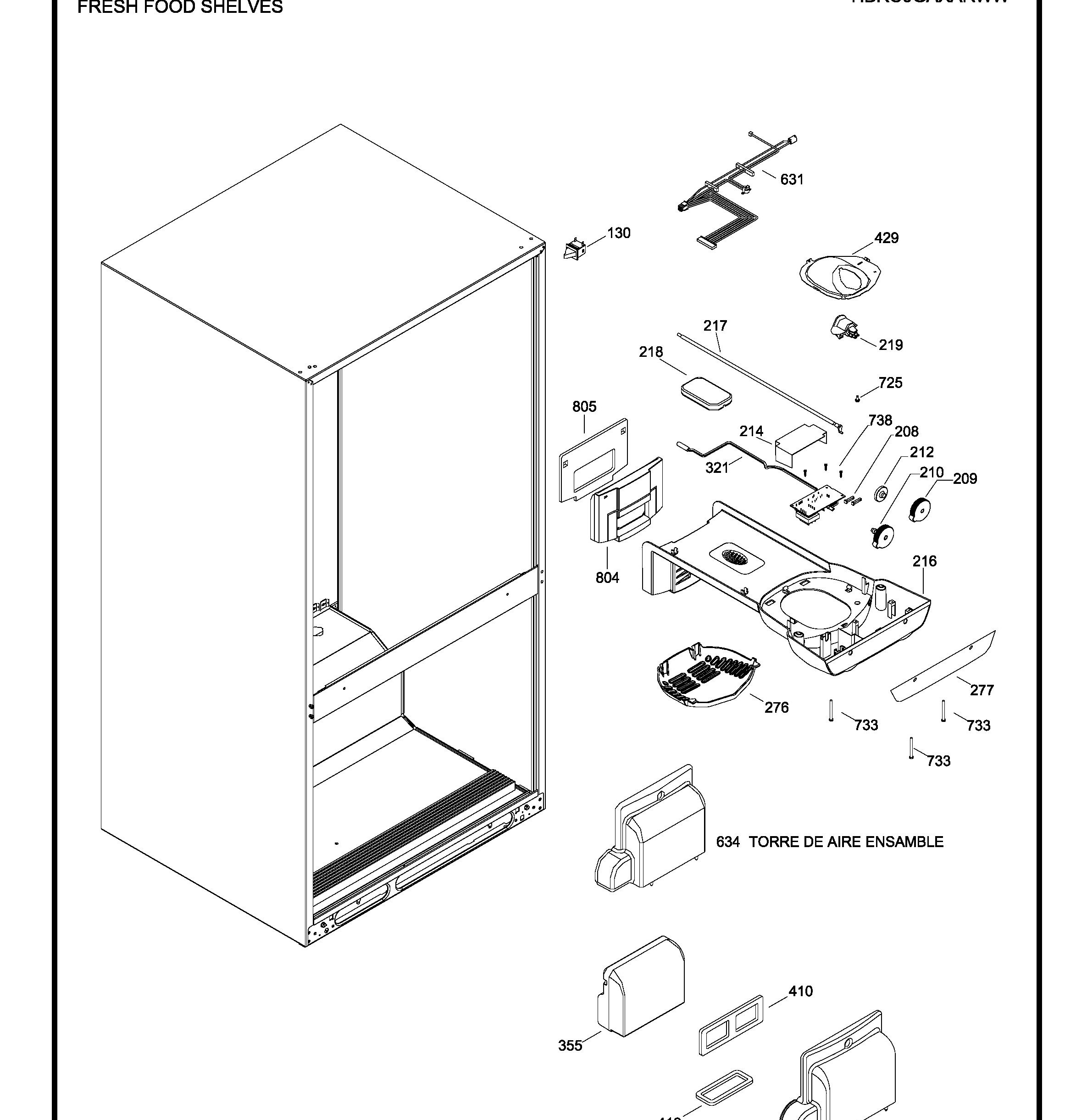 HBRC0GAXARWW Exploded View 5 appliance exploded-view parts diagram