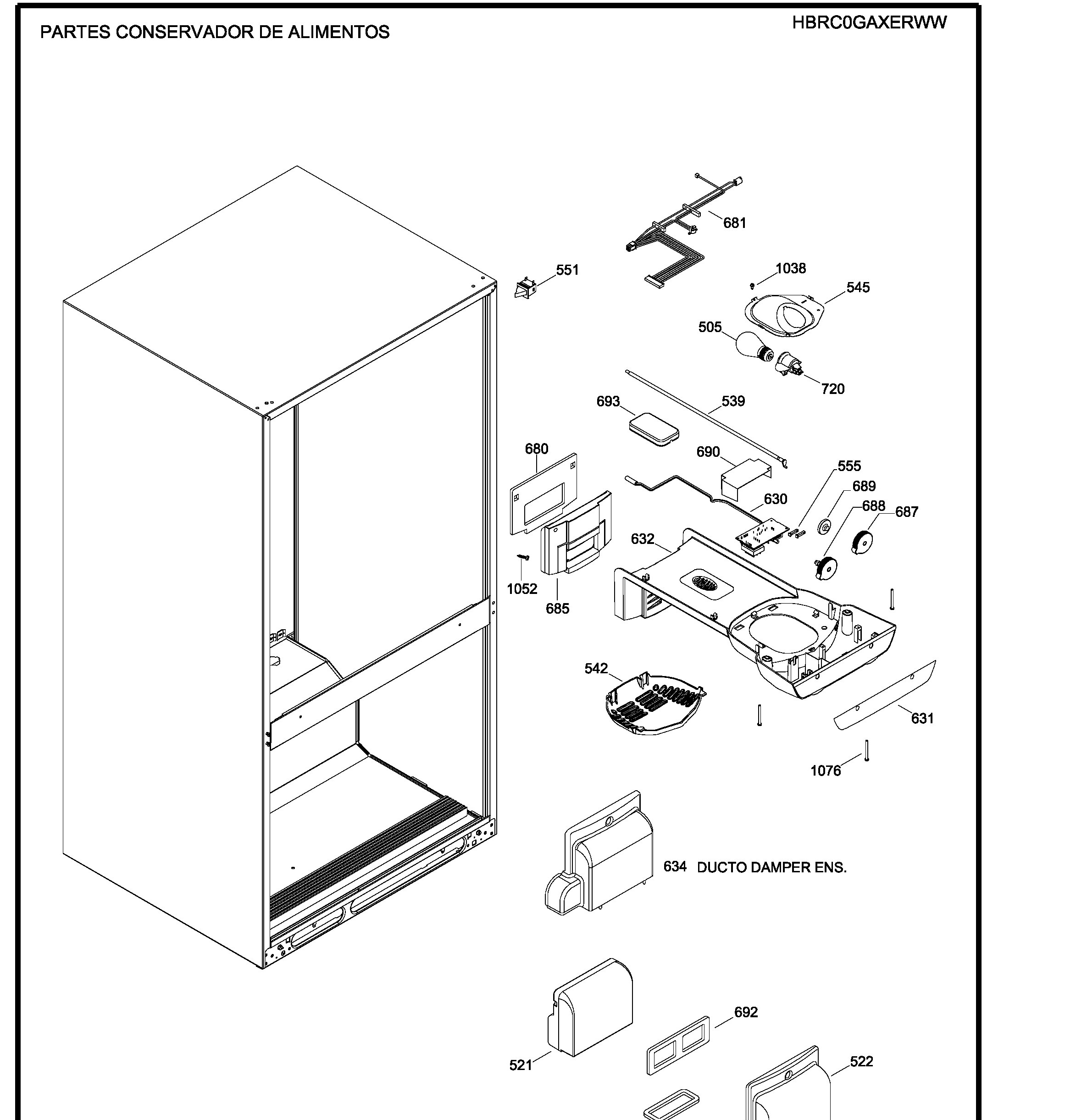 HBRC0GAXERWW Exploded View 5 appliance exploded-view parts diagram
