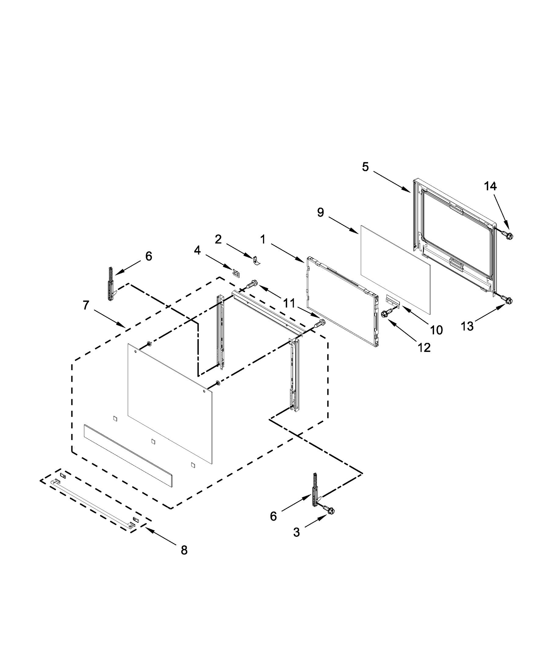Upper oven door parts