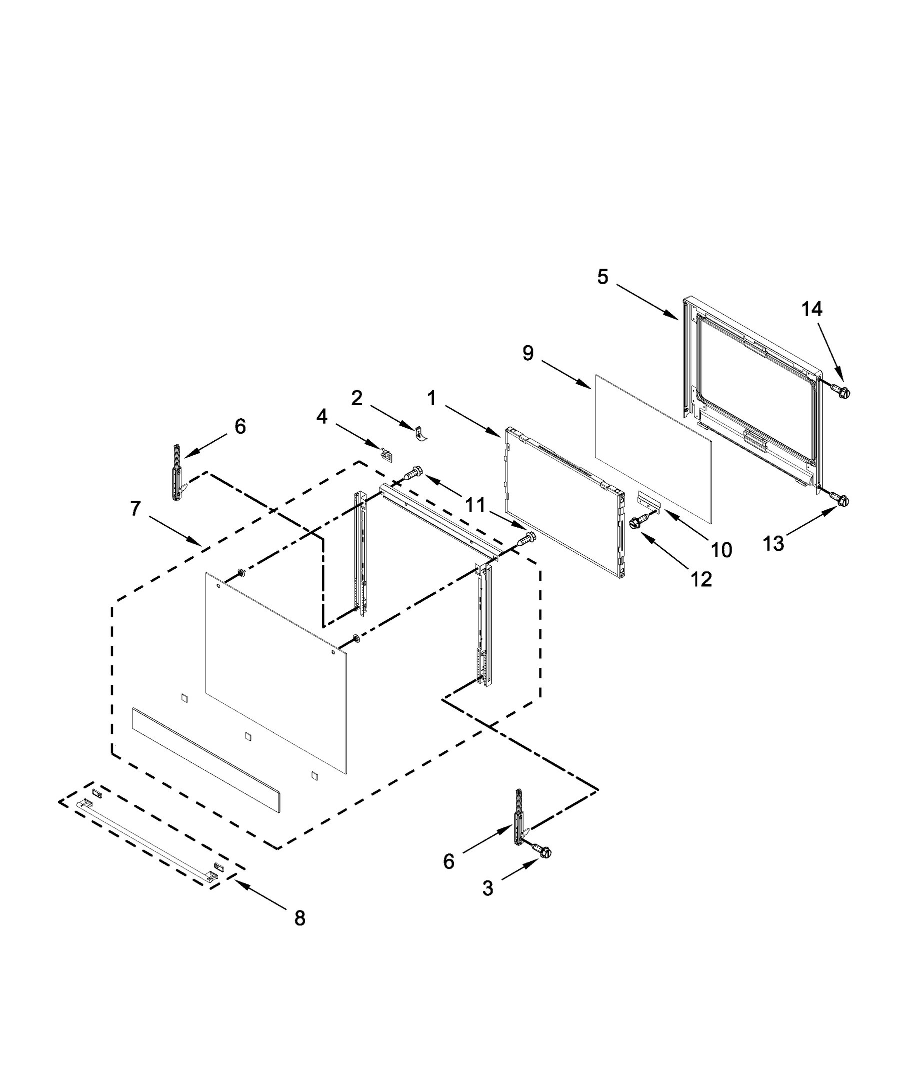 Lower oven door parts