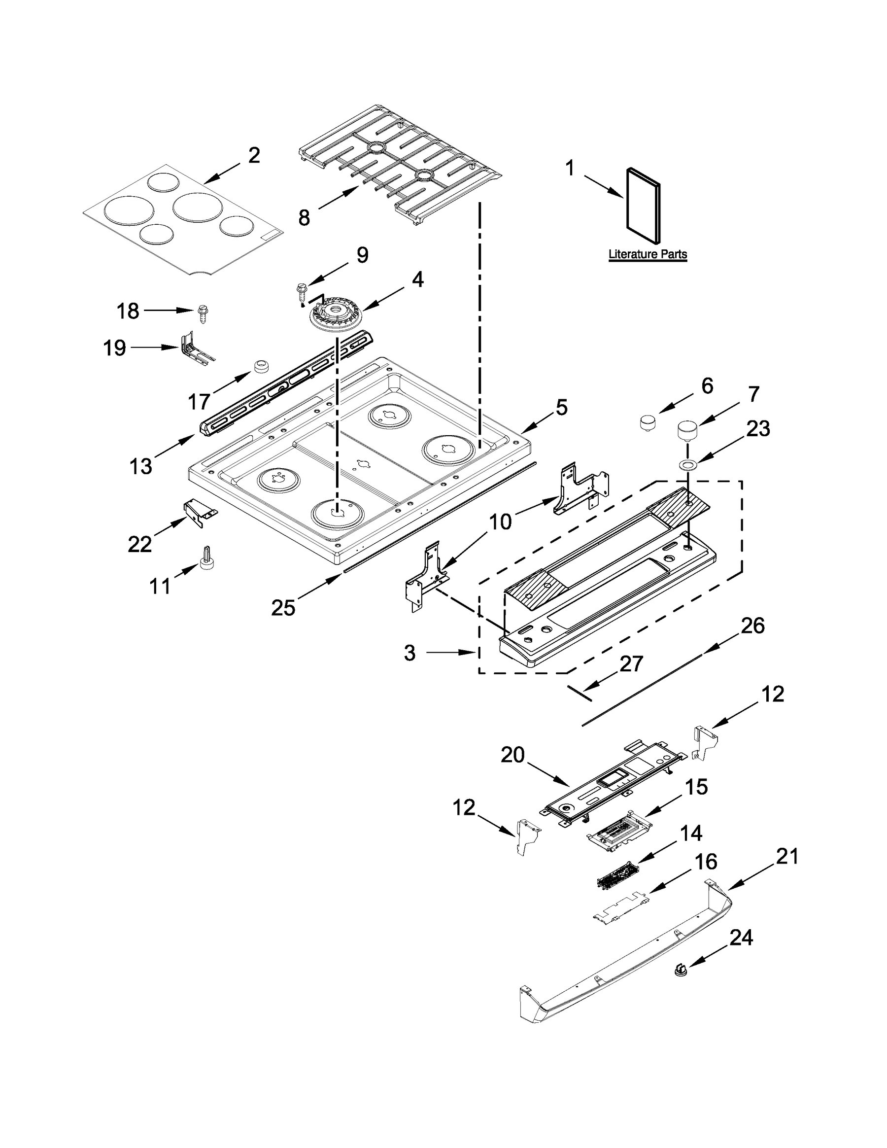 IGL730CS0 Cooktop parts appliance exploded-view parts diagram