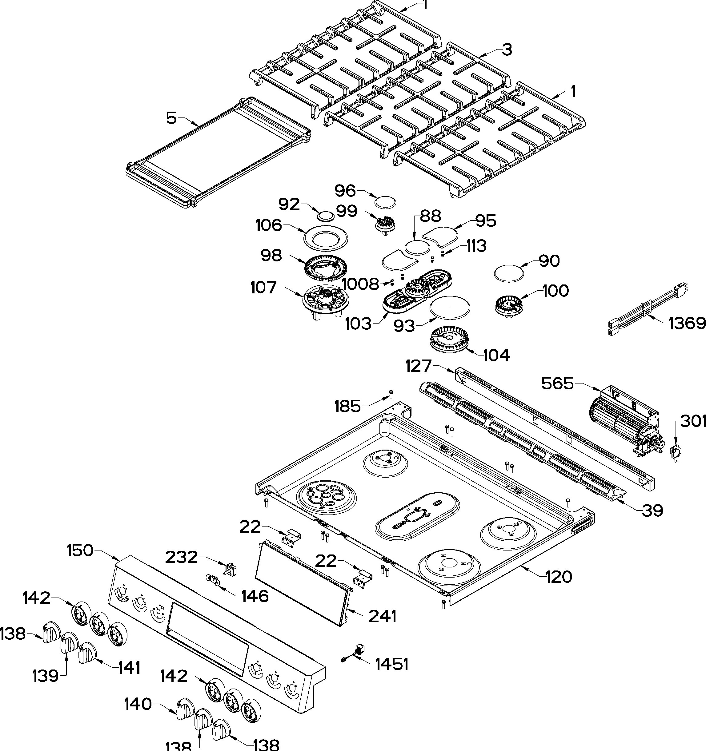 IO950FS0A Exploded View 1 appliance exploded-view parts diagram
