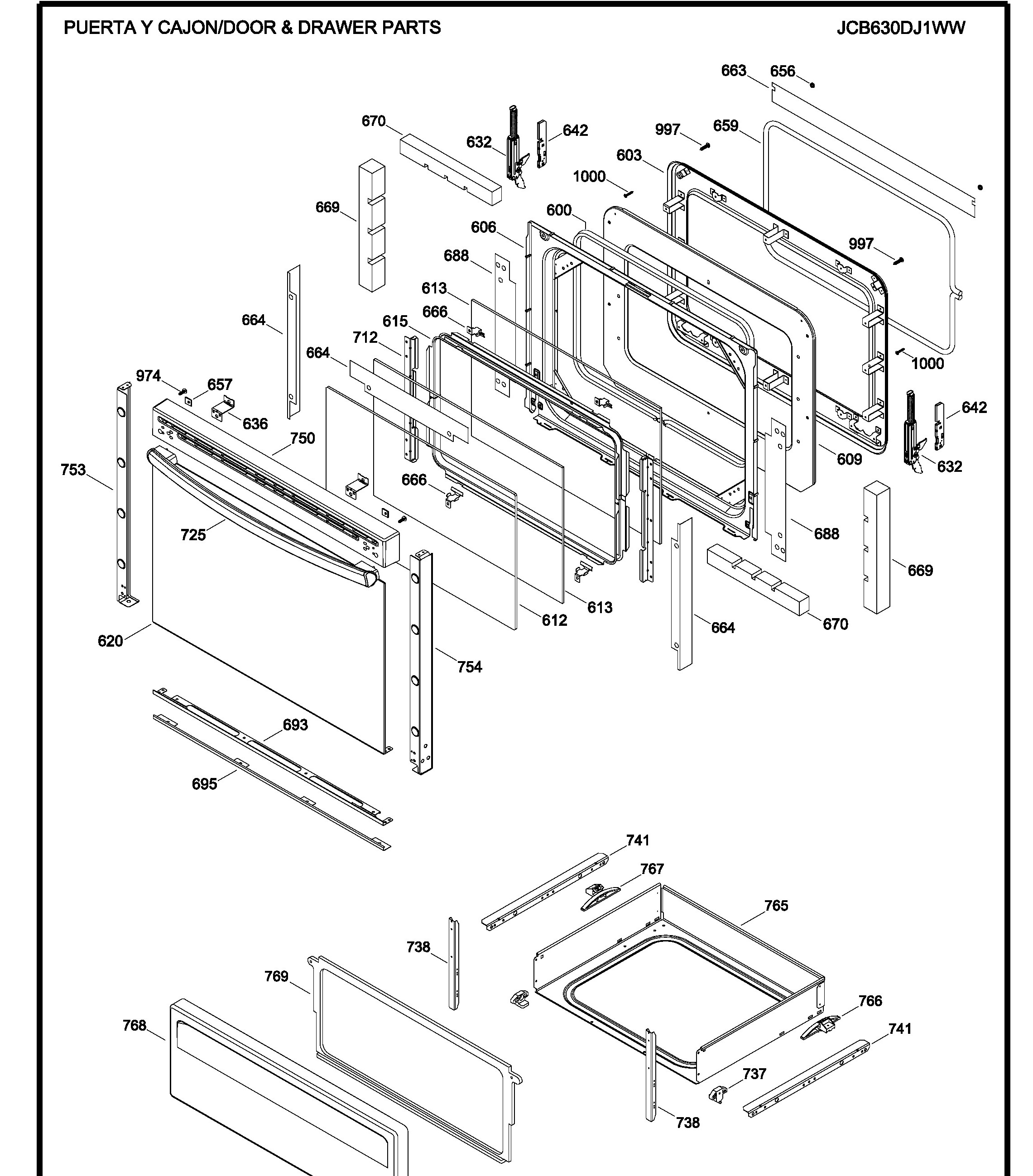 JCB630DJ1WW Exploded View 3 appliance exploded-view parts diagram
