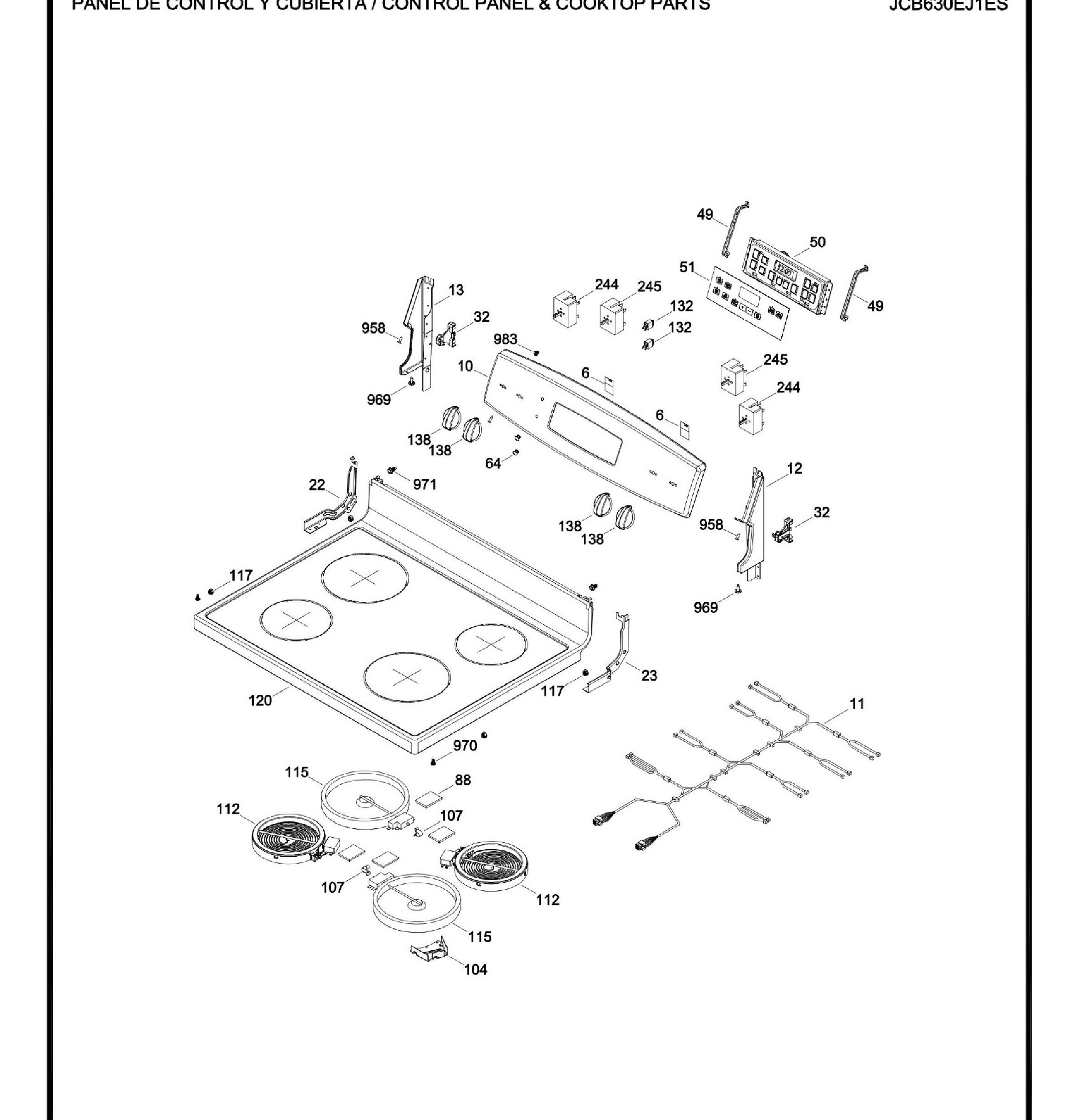 JCB630EJ1ES Exploded View 1 appliance exploded-view parts diagram