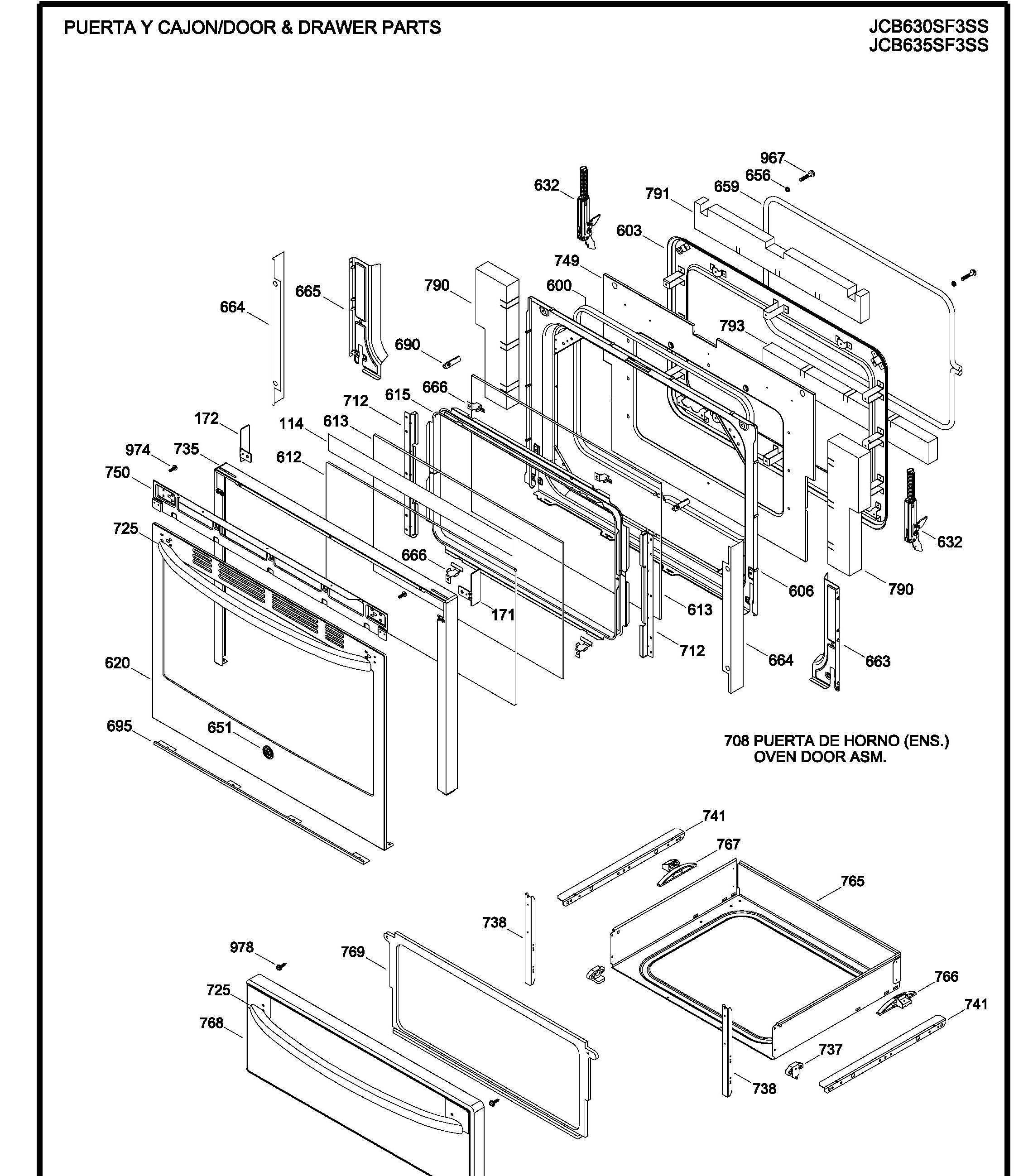 JCB630SF3SS Exploded View 3 appliance exploded-view parts diagram