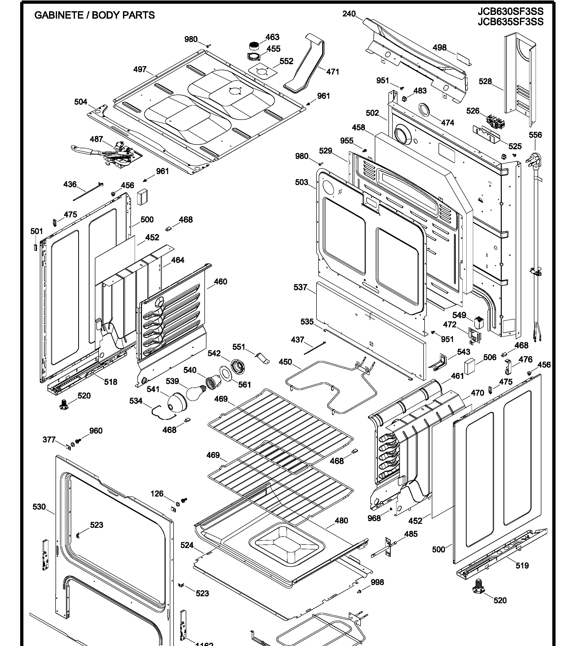 JCB630SF3SS Exploded View 2 appliance exploded-view parts diagram