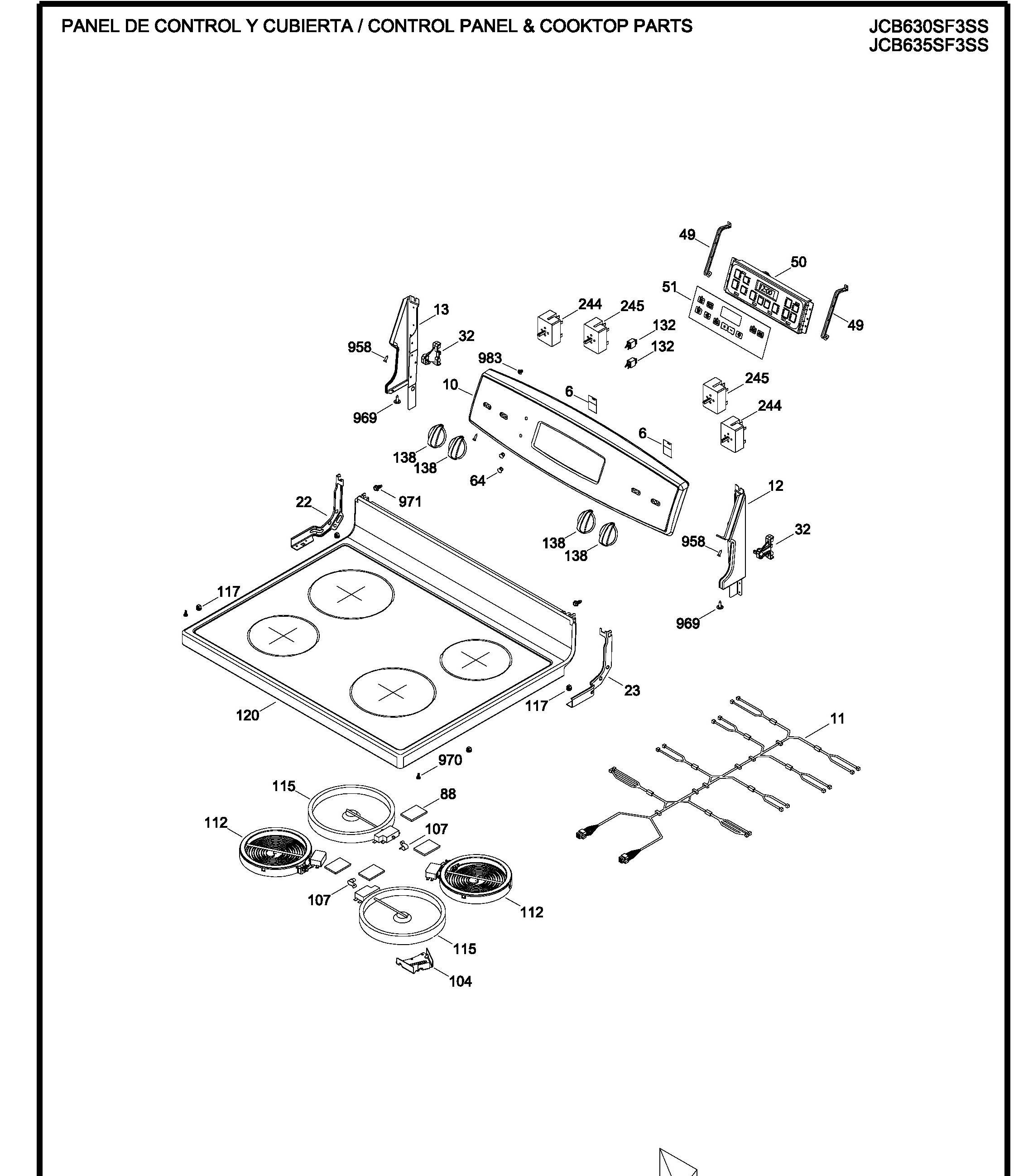 JCB630SF3SS Exploded View 1 appliance exploded-view parts diagram