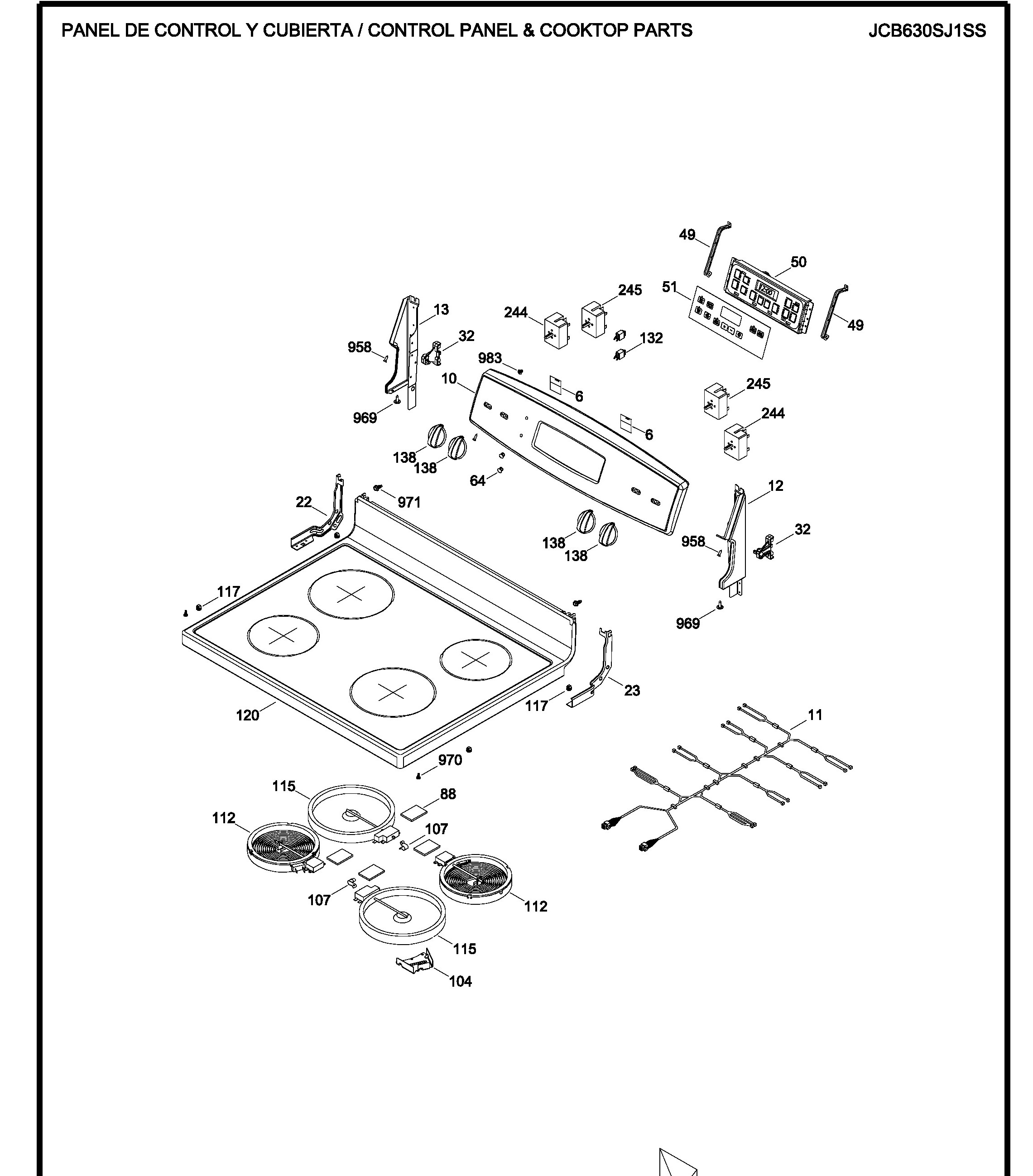 JCB630SJ1SS Exploded View 1 appliance exploded-view parts diagram