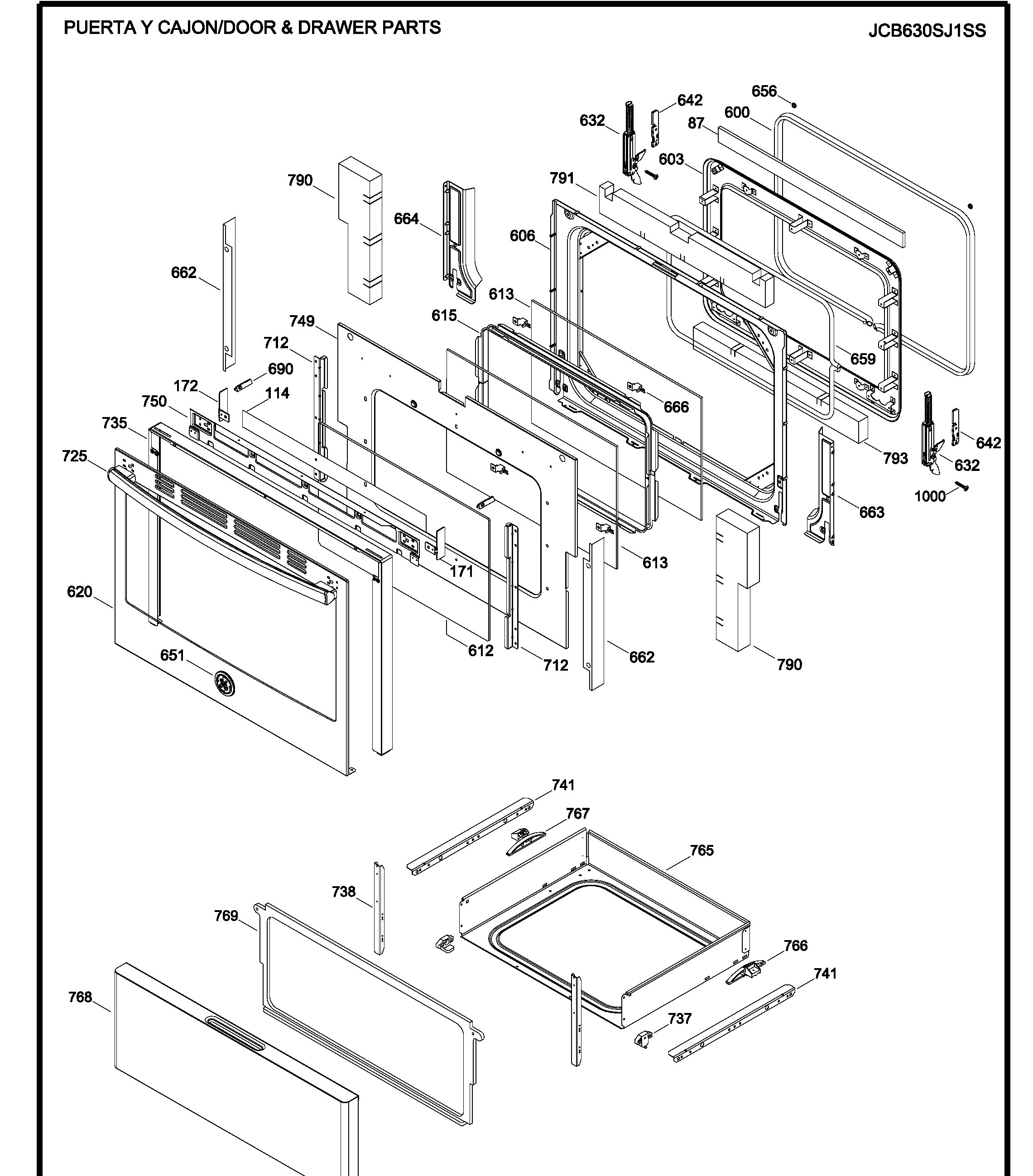 JCB630SJ1SS Exploded View 3 appliance exploded-view parts diagram