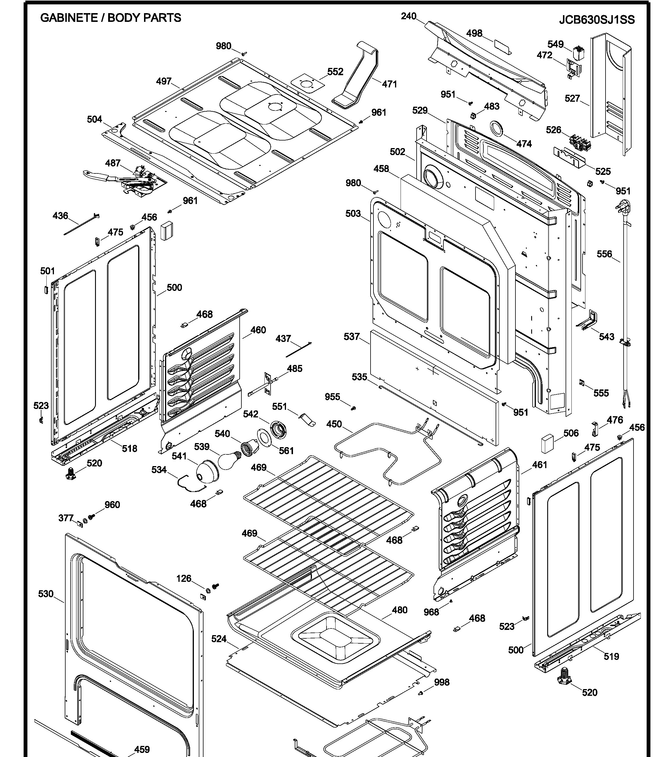 JCB630SJ1SS Exploded View 2 appliance exploded-view parts diagram