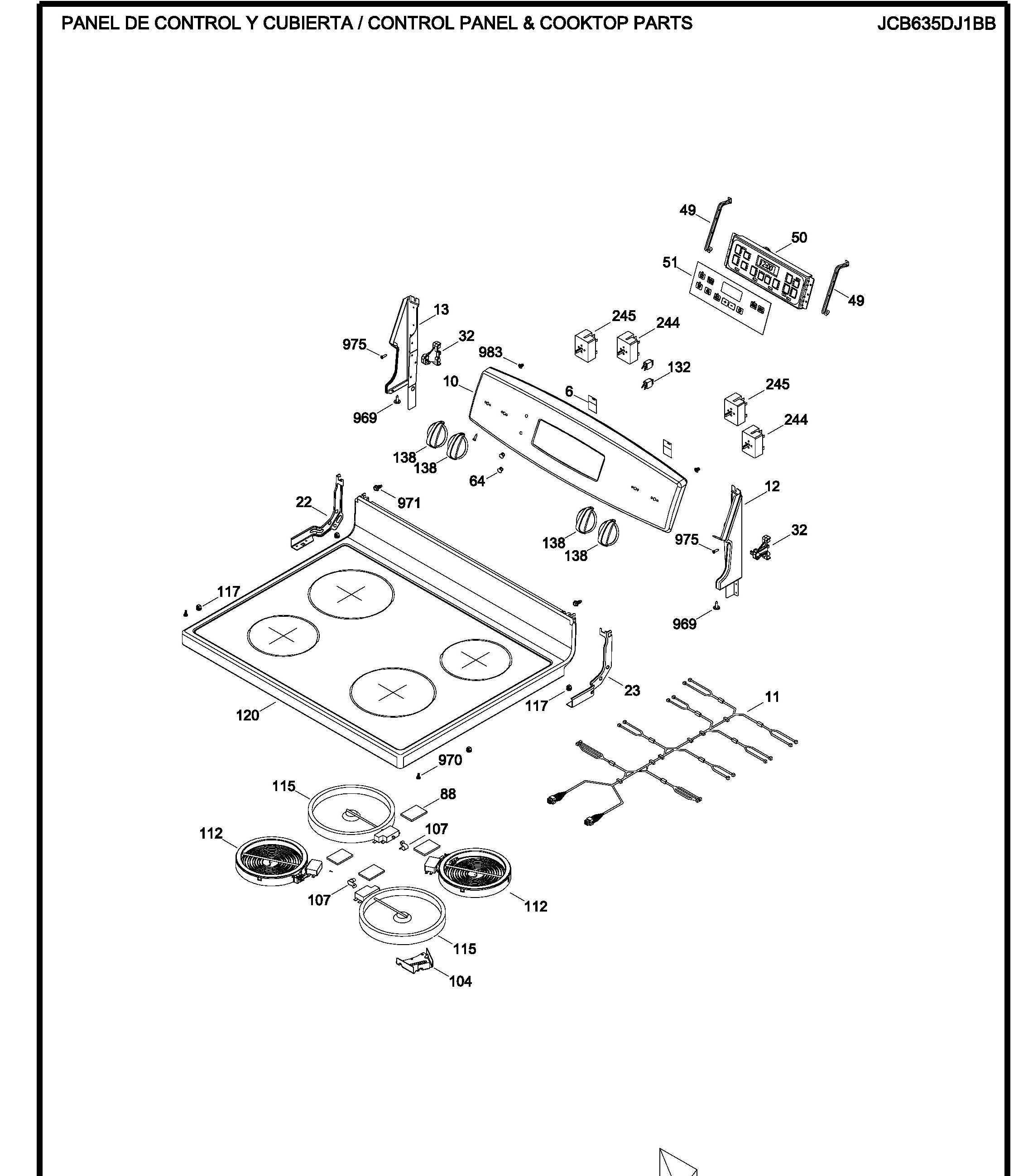 JCB635DJ1BB Exploded View 1 appliance exploded-view parts diagram