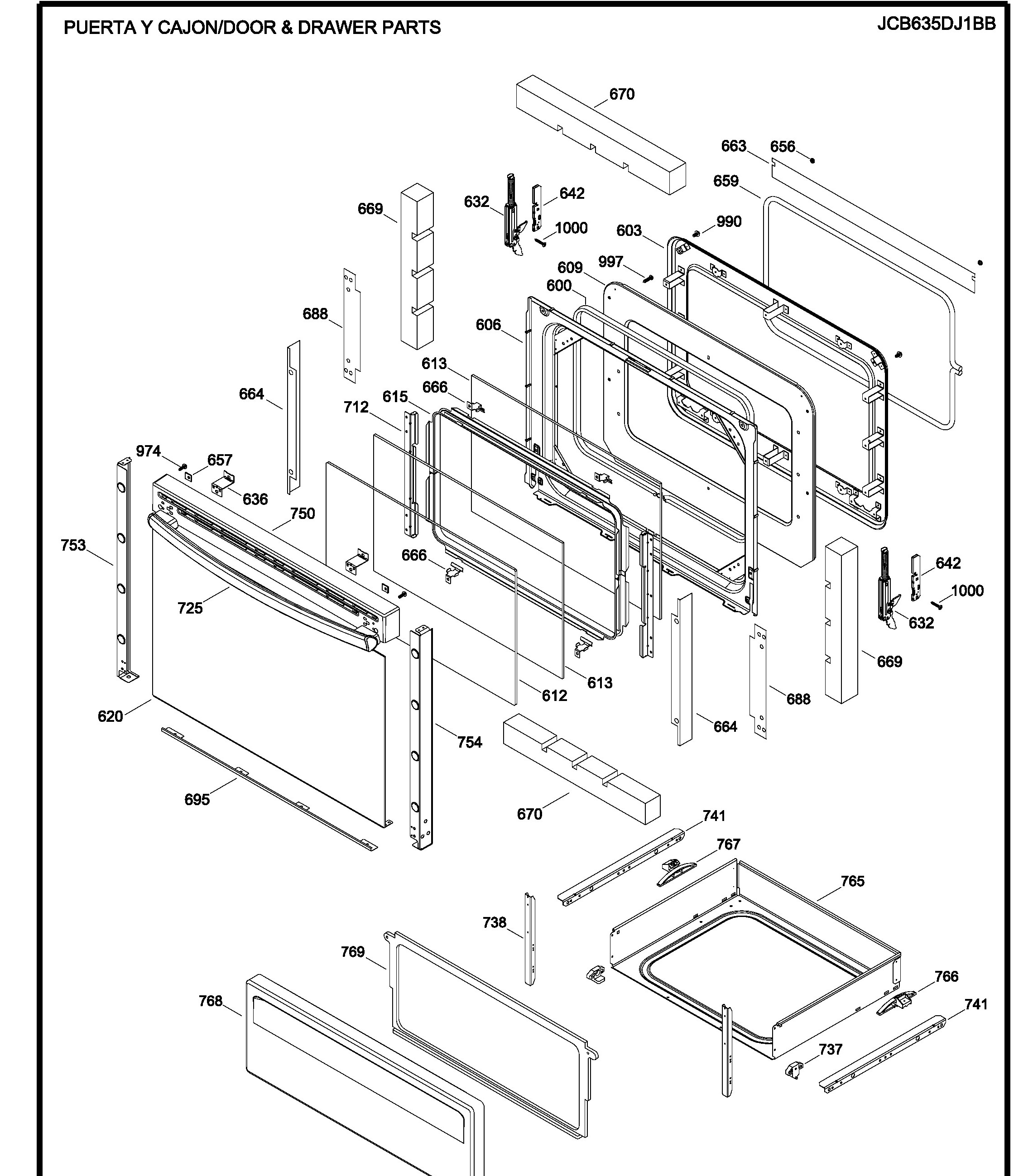 JCB635DJ1BB Exploded View 3 appliance exploded-view parts diagram