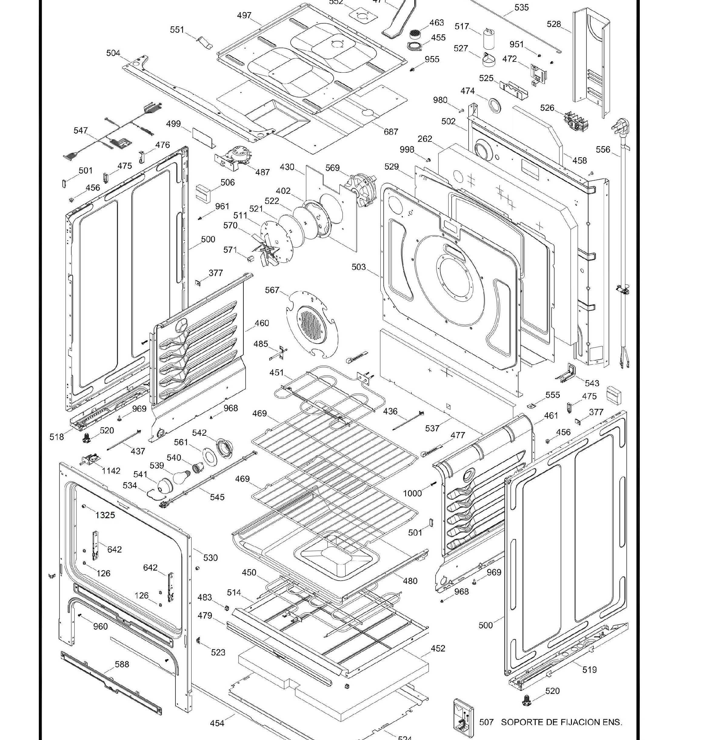 JCB830DK1WW Exploded View 2 appliance exploded-view parts diagram