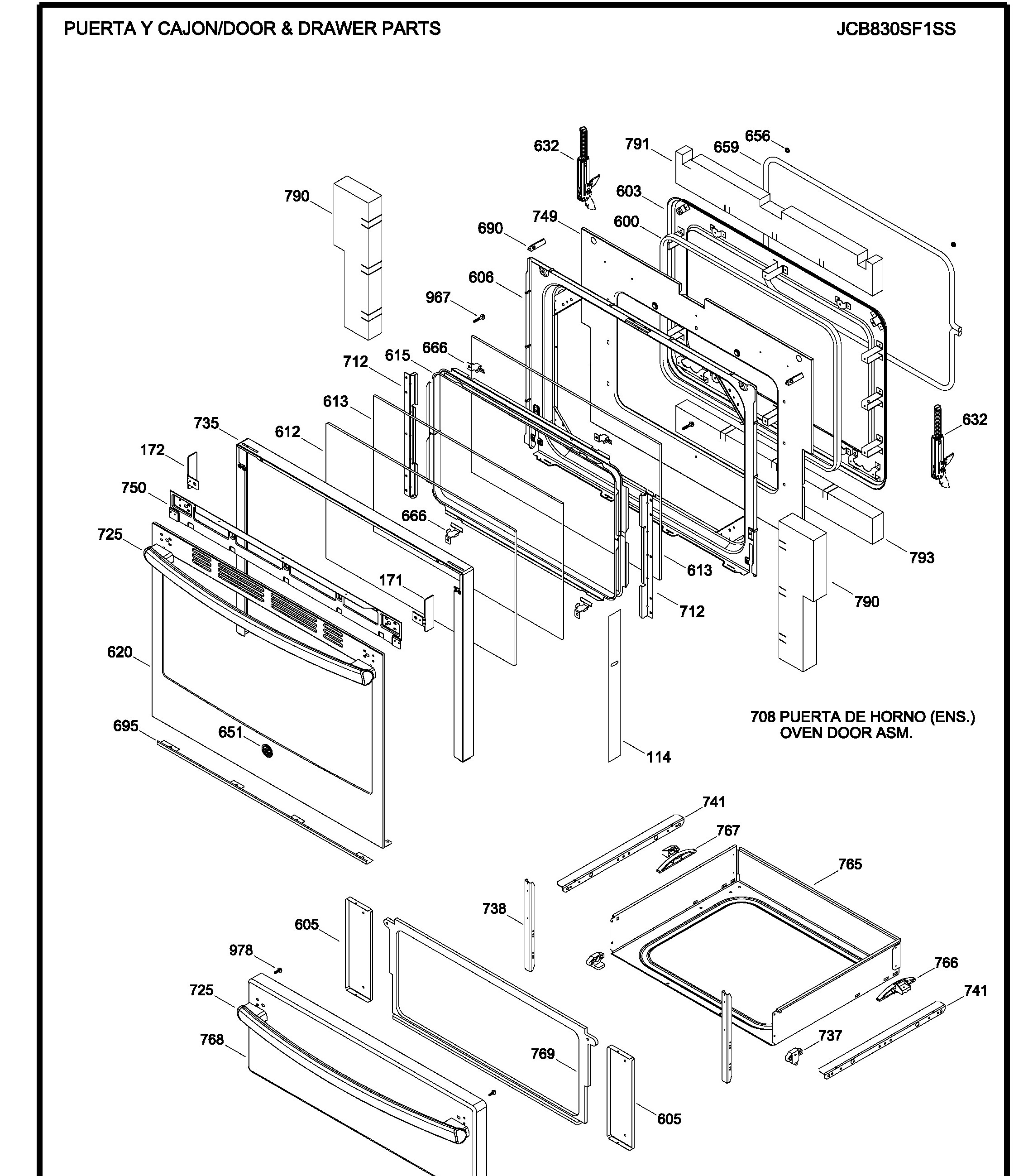 JCB830SF1SS Exploded View 3 appliance exploded-view parts diagram